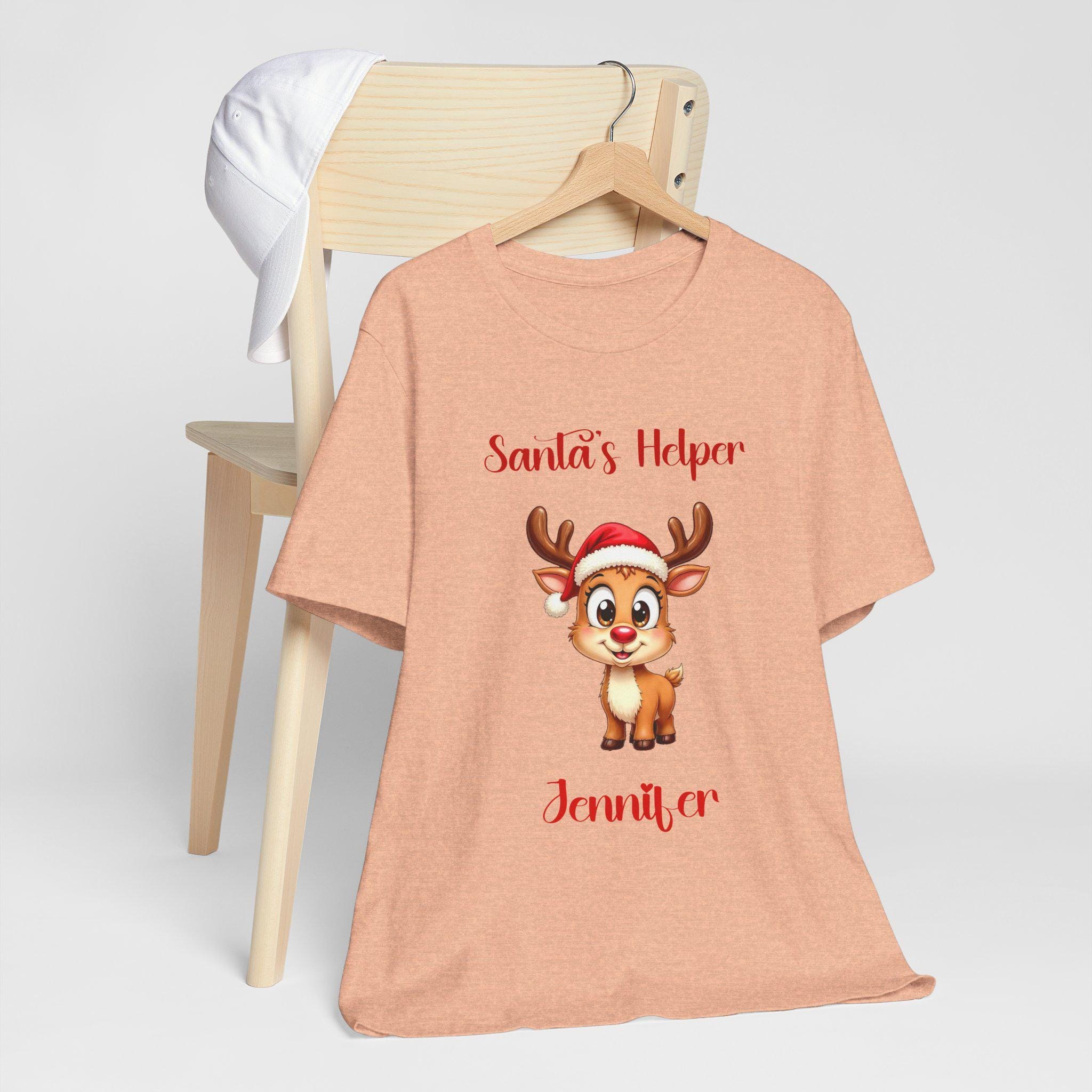 Personalized Santa's Helper Reindeer Tee | Holiday Cotton T-Shirt, image 10