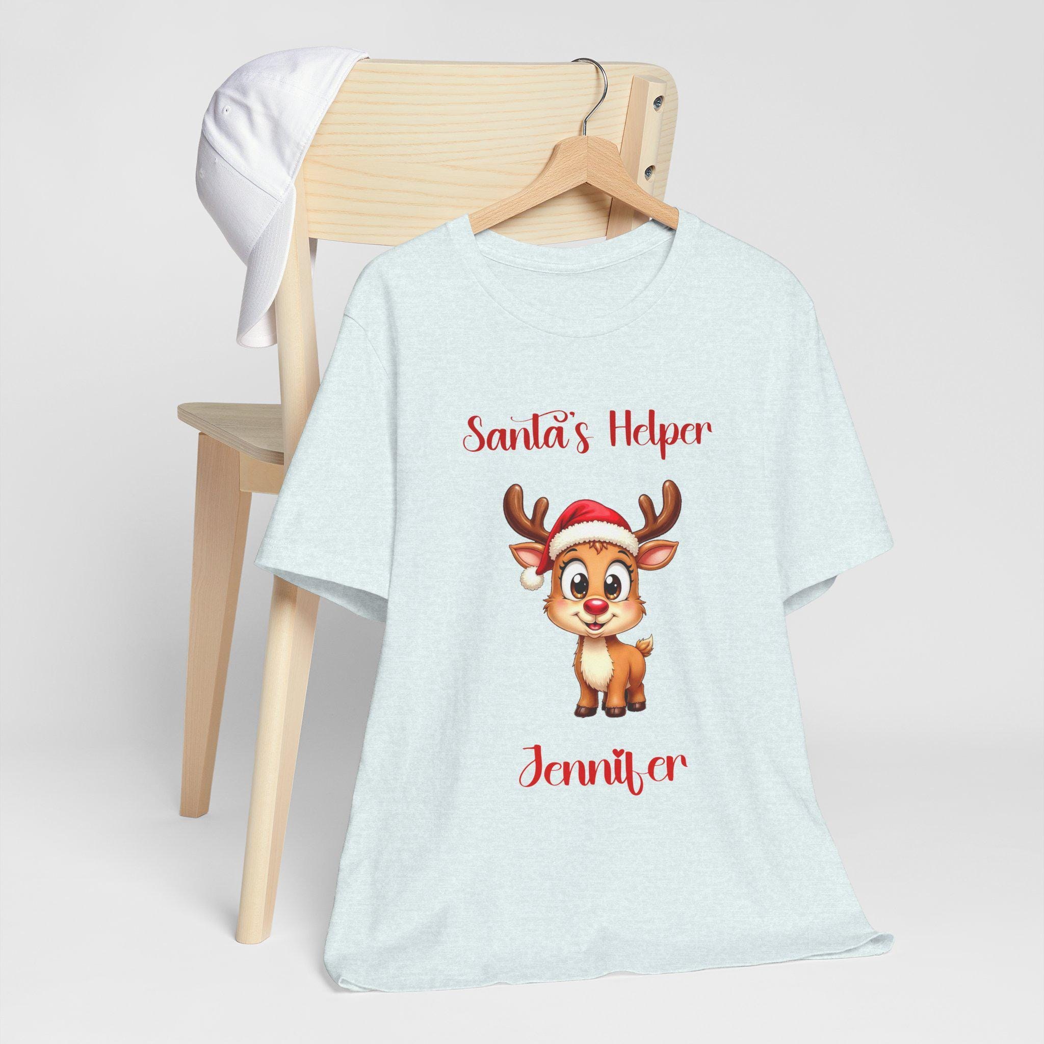 Personalized Santa's Helper Reindeer Tee | Holiday Cotton T-Shirt, image 11
