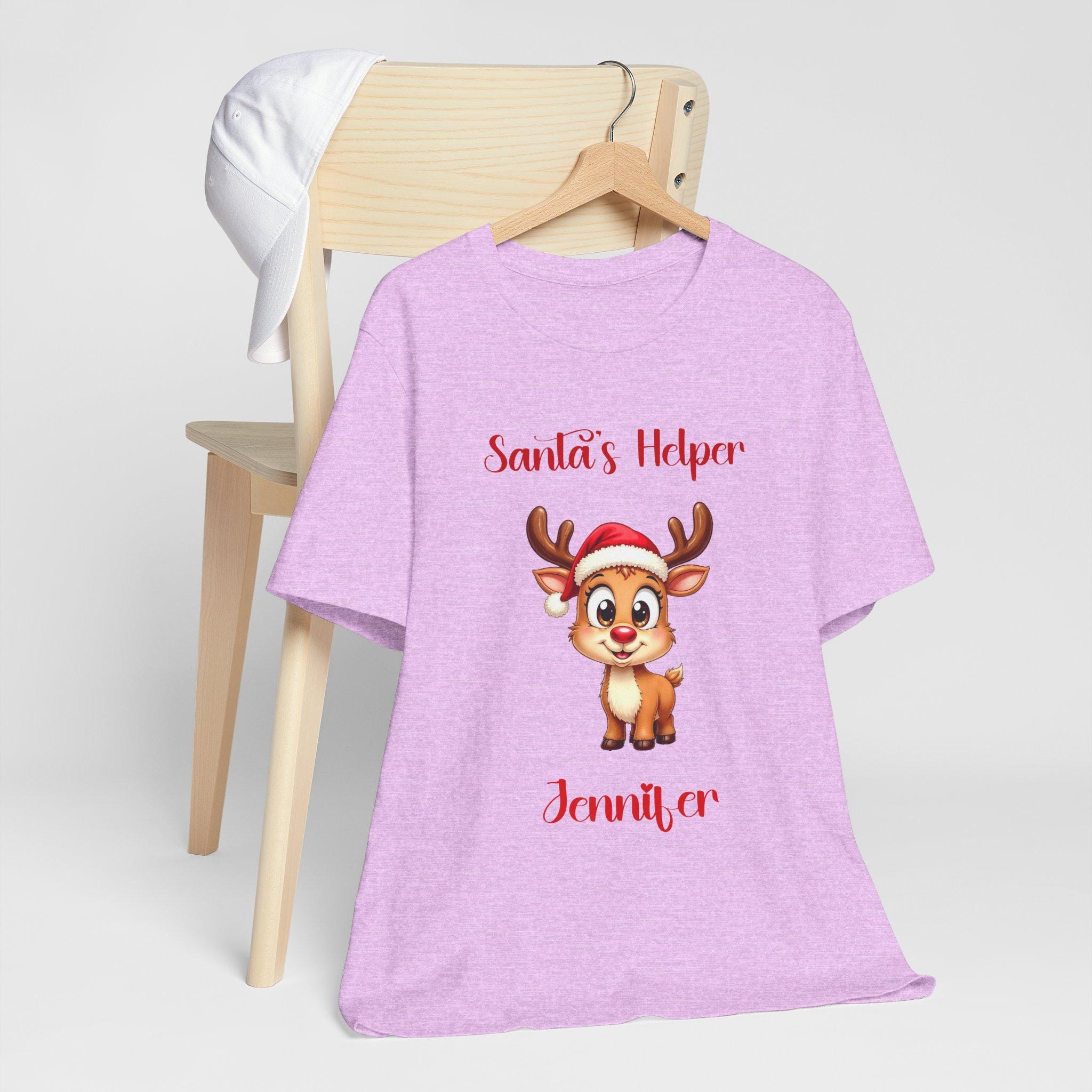Personalized Santa's Helper Reindeer Tee | Holiday Cotton T-Shirt, image 12