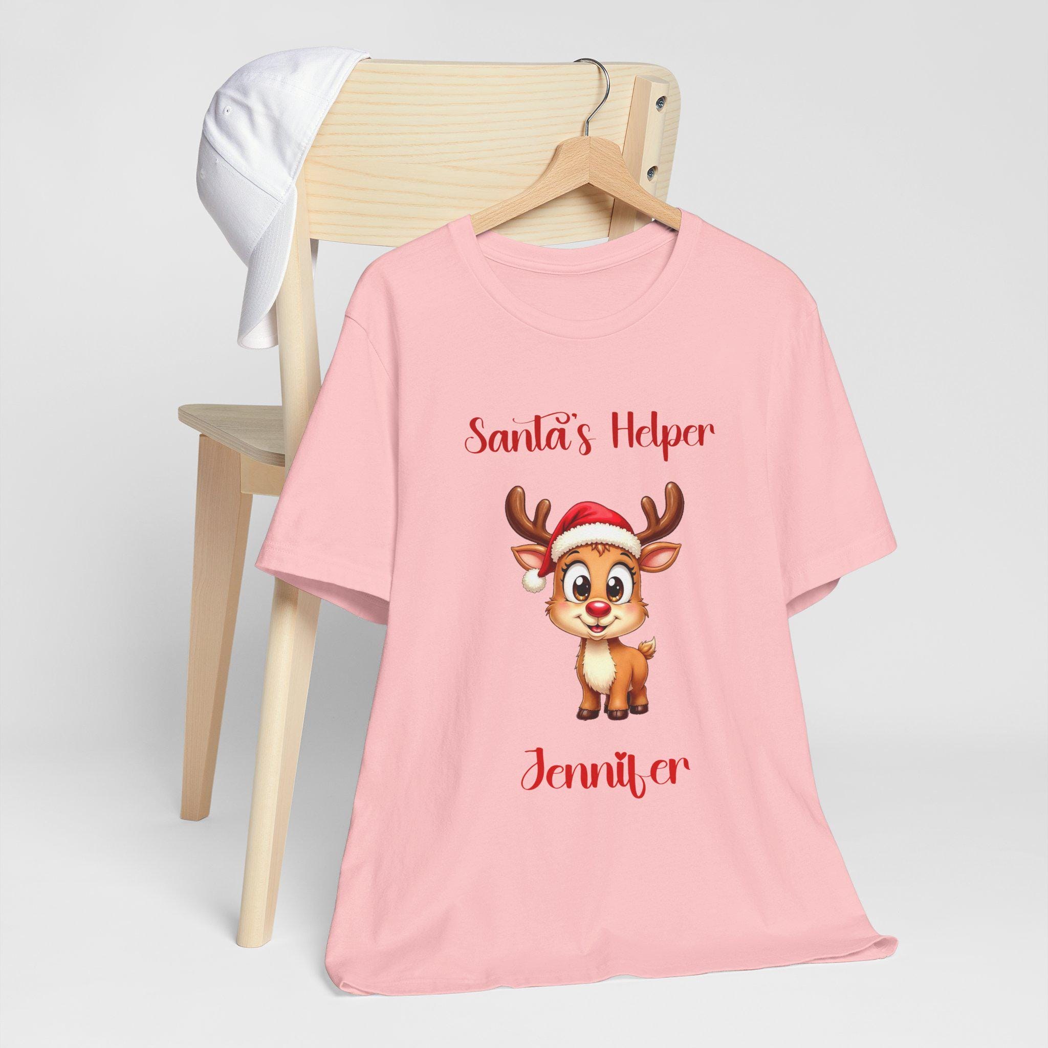 Personalized Santa's Helper Reindeer Tee | Holiday Cotton T-Shirt, image 13
