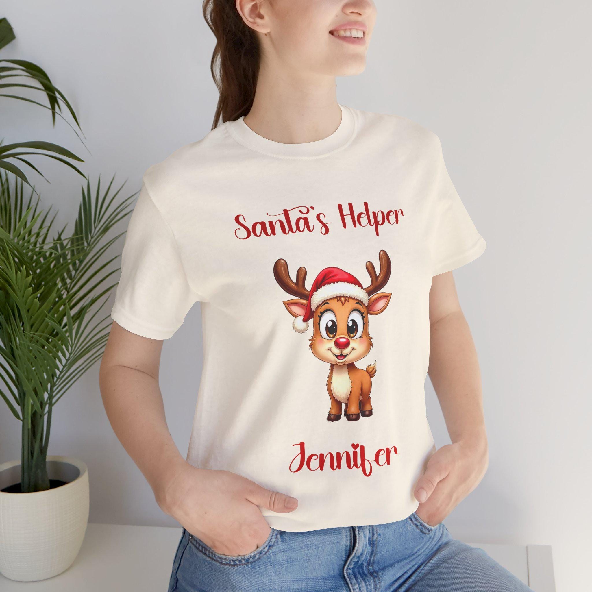 Personalized Santa's Helper Reindeer Tee | Holiday Cotton T-Shirt, image 14