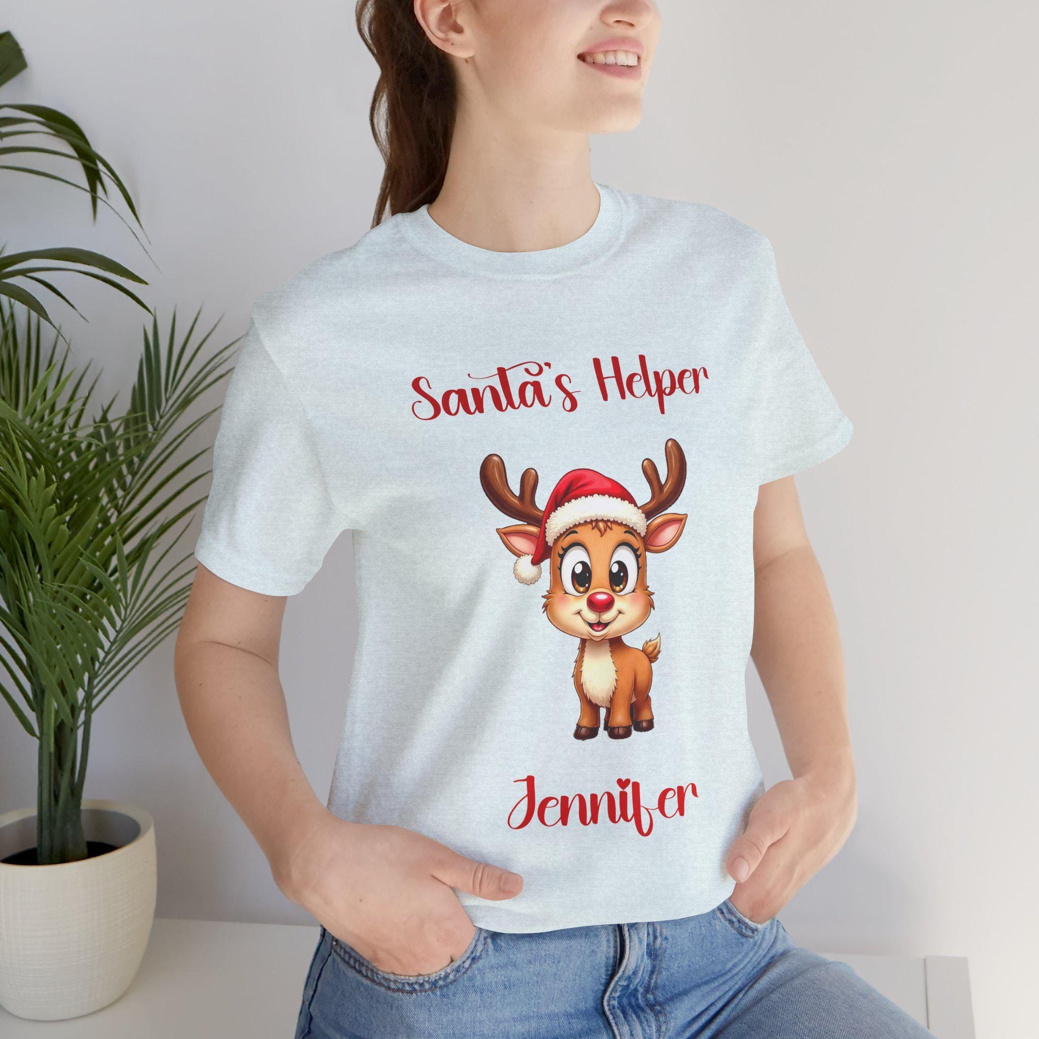 Personalized Santa's Helper Reindeer Tee | Holiday Cotton T-Shirt, image 15