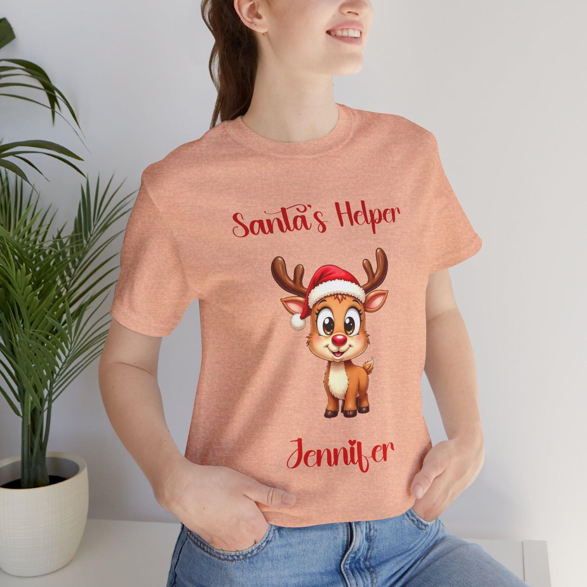Personalized Santa's Helper Reindeer Tee | Holiday Cotton T-Shirt, image 16