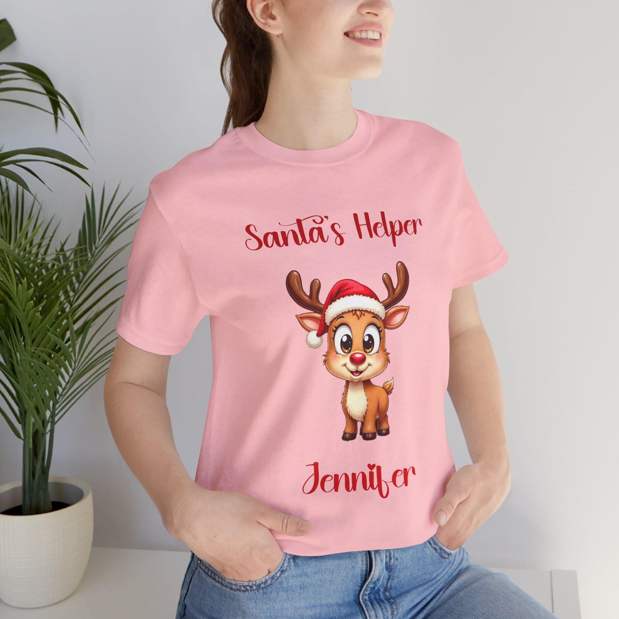 Personalized Santa's Helper Reindeer Tee | Holiday Cotton T-Shirt, image 18