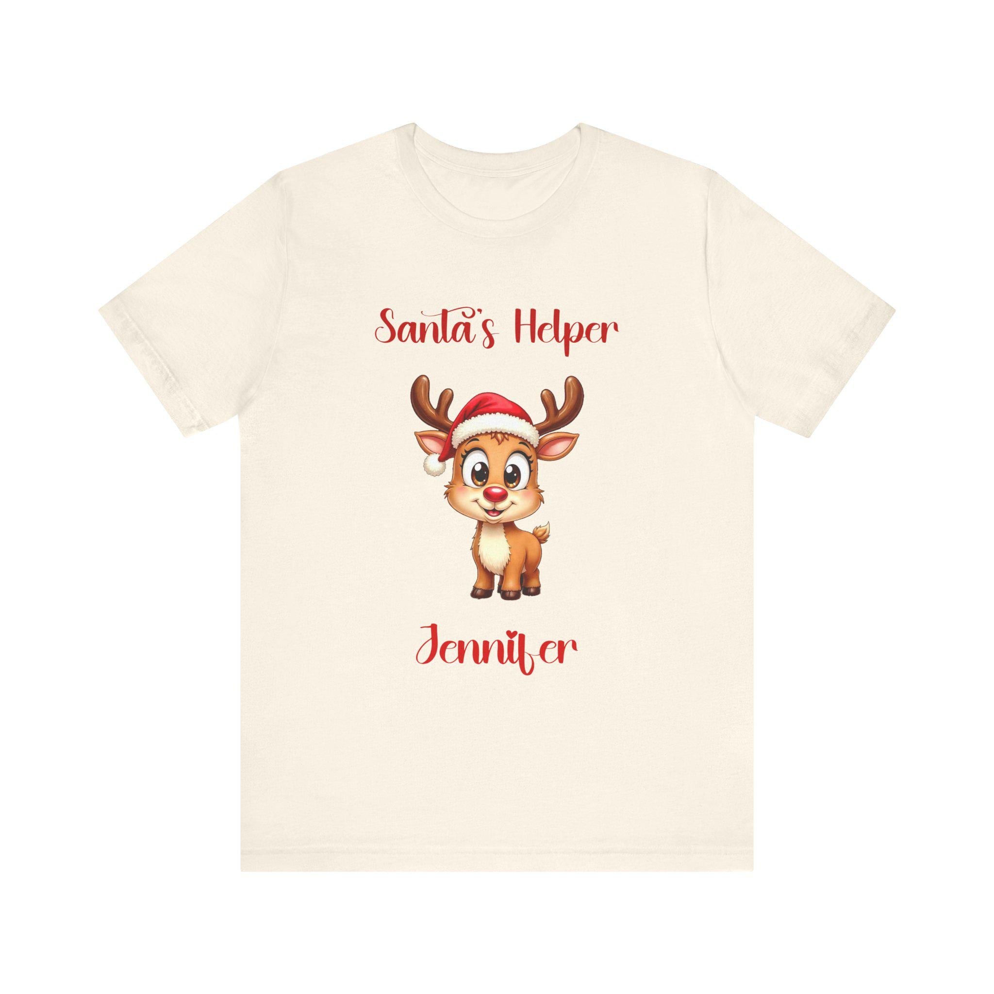 Personalized Santa's Helper Reindeer Tee | Holiday Cotton T-Shirt, image 3