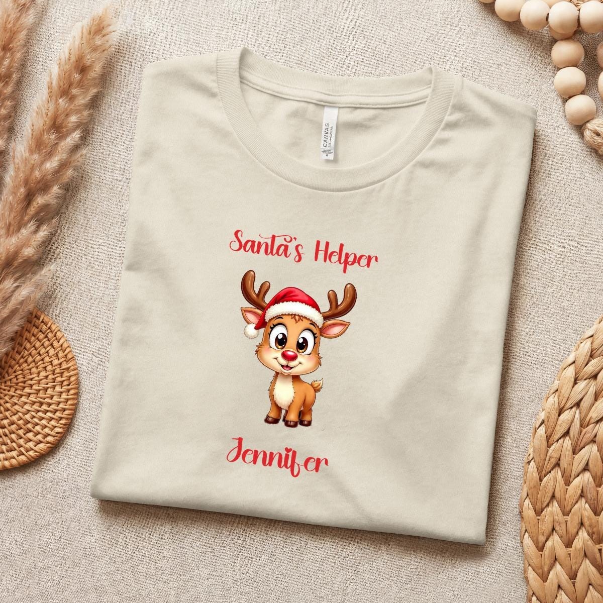 Personalized Santa's Helper Reindeer Tee | Holiday Cotton T-Shirt, image 6