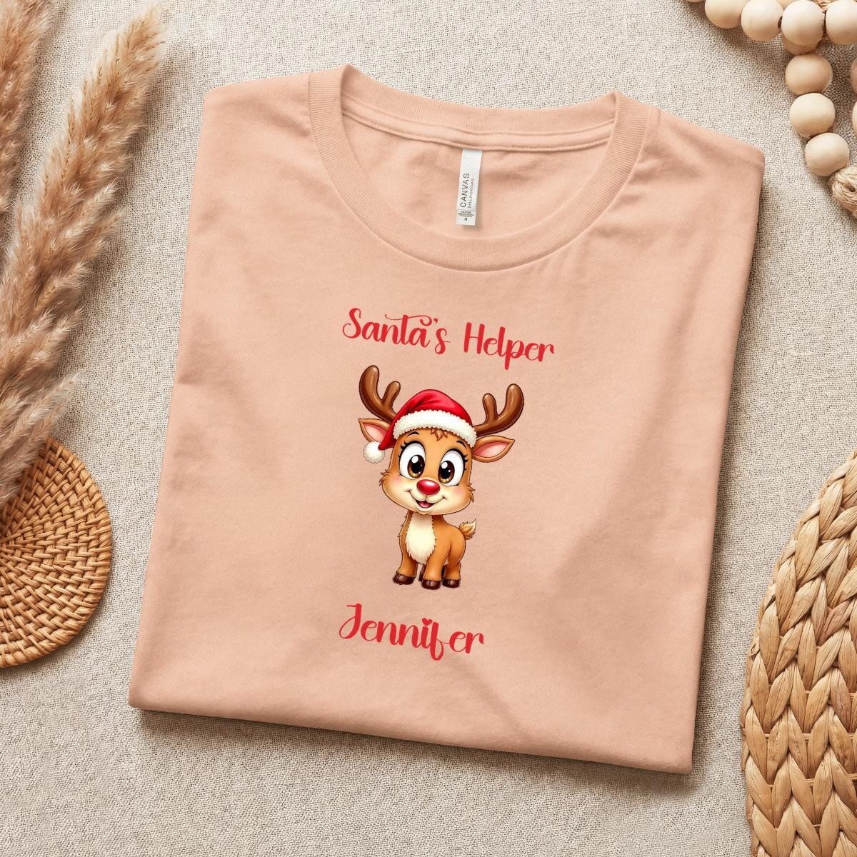 Personalized Santa's Helper Reindeer Tee | Holiday Cotton T-Shirt, image 7