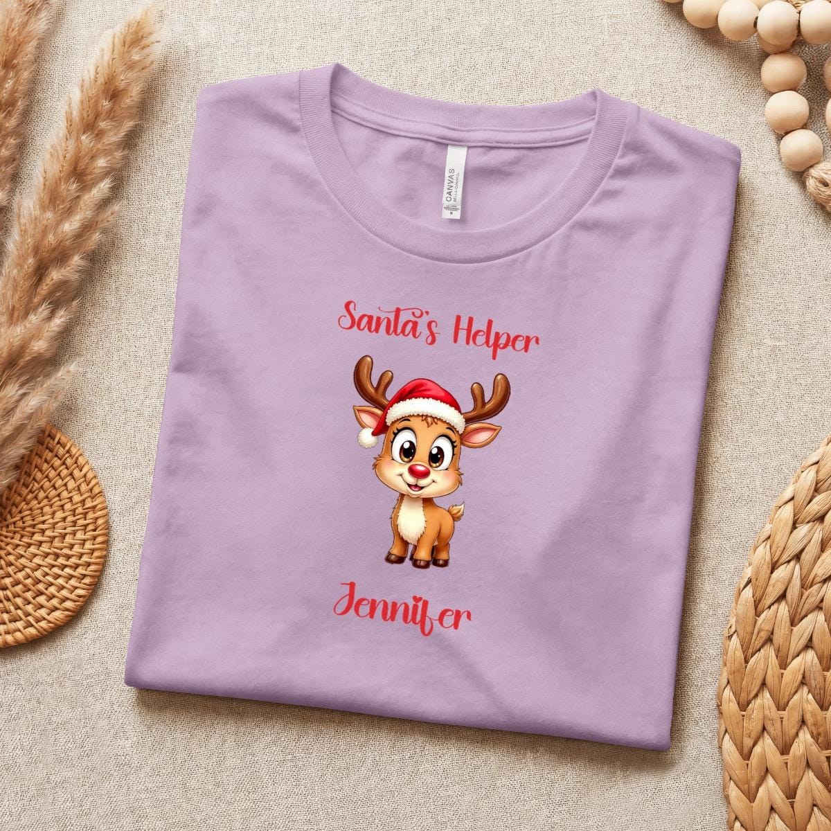 Personalized Santa's Helper Reindeer Tee | Holiday Cotton T-Shirt, image 8