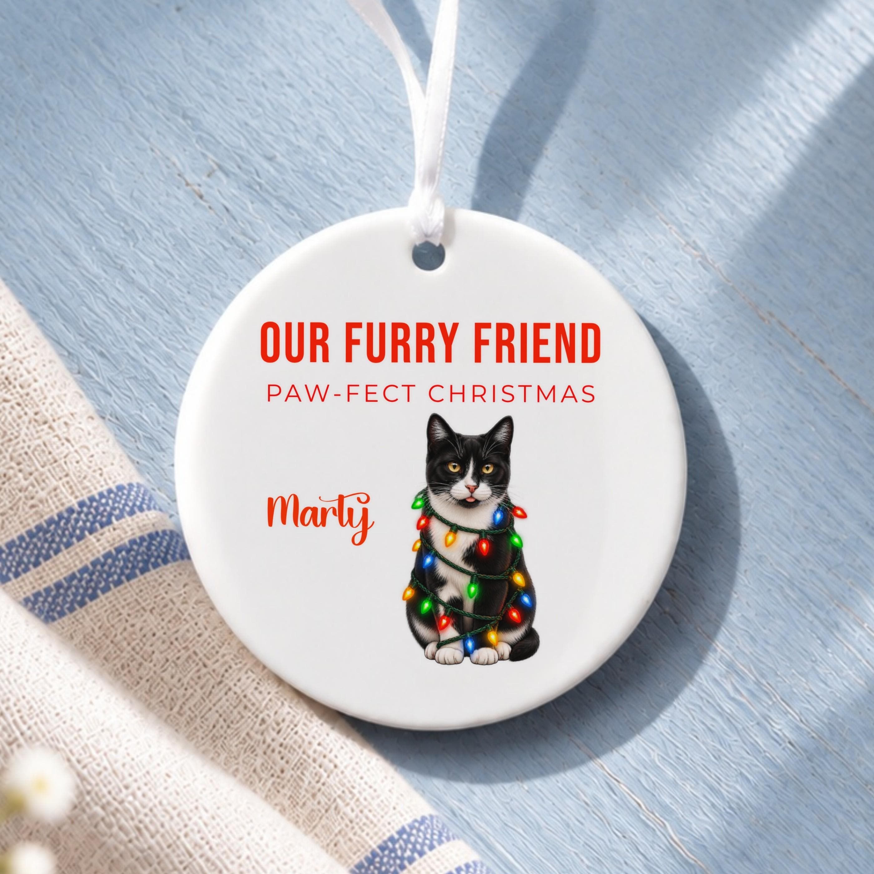 Personalized Pet Ornament, Ceramic Christmas Keepsake with Cartoon Photo, image 10