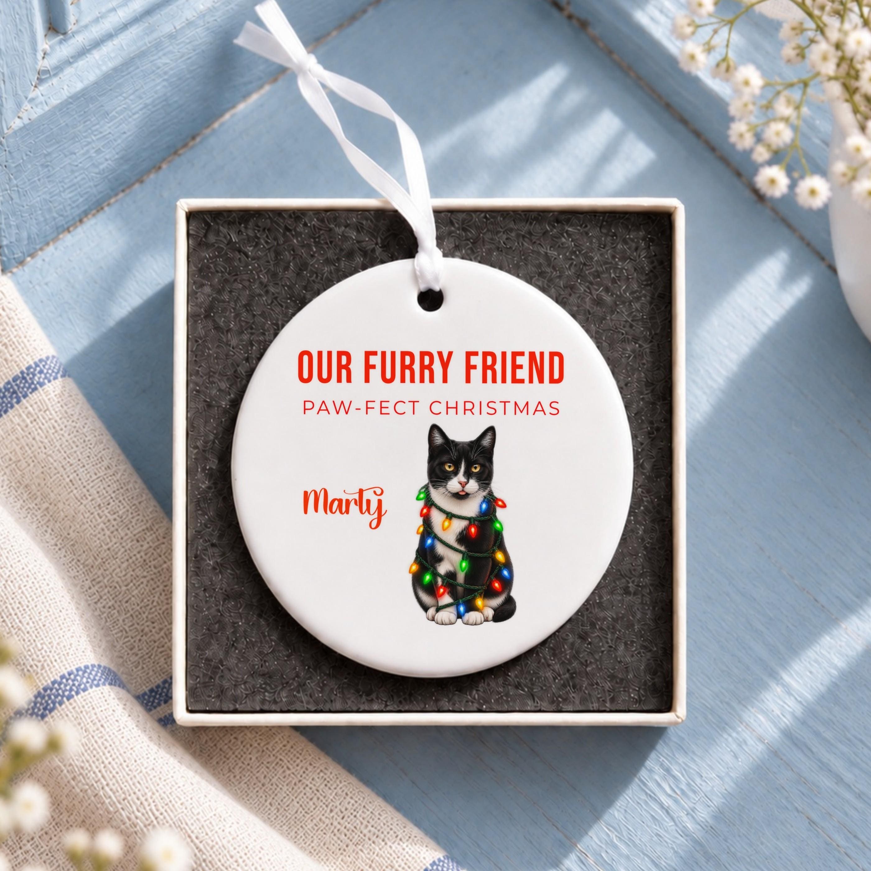Personalized Pet Ornament, Ceramic Christmas Keepsake with Cartoon Photo, image 11