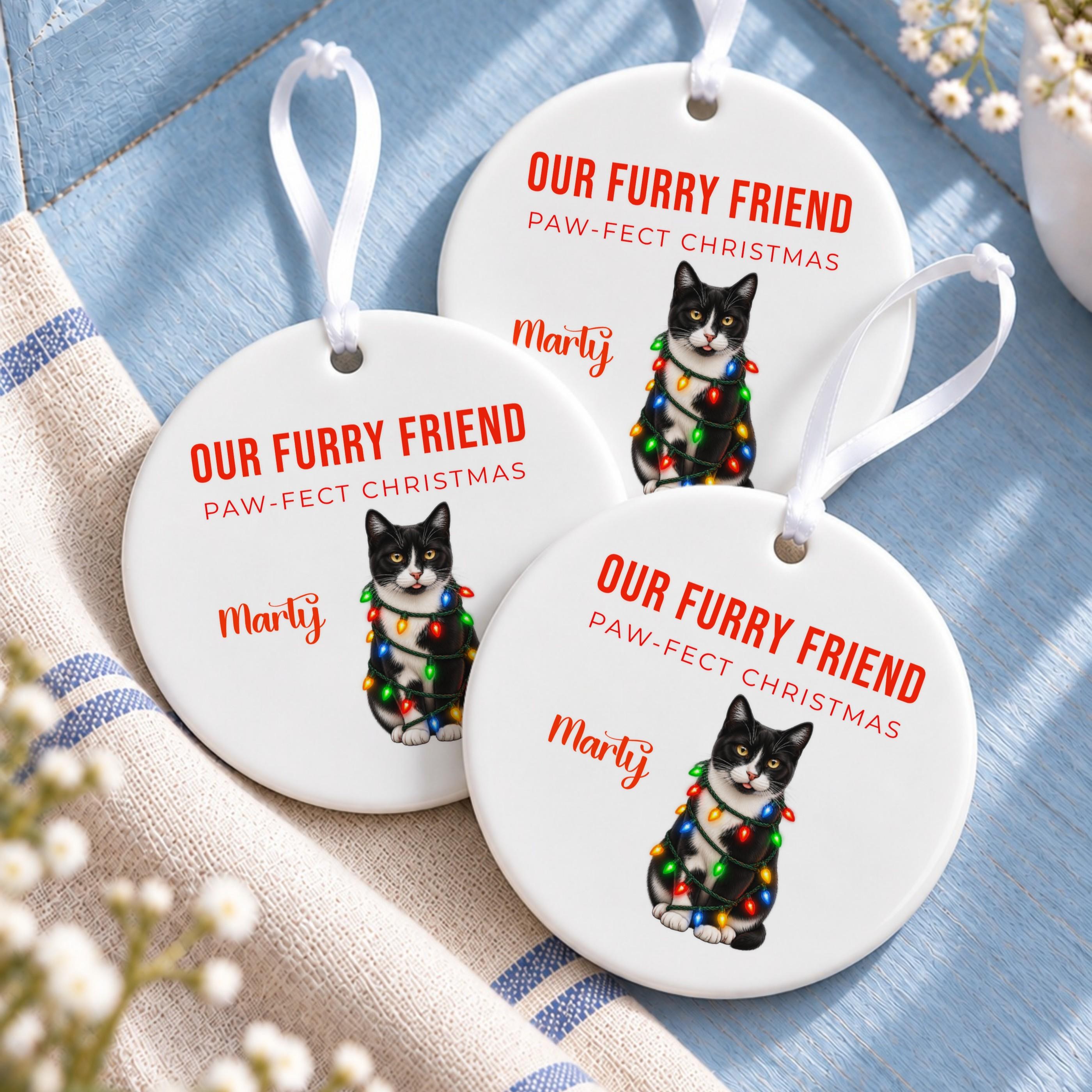 Personalized Pet Ornament, Ceramic Christmas Keepsake with Cartoon Photo, image 14
