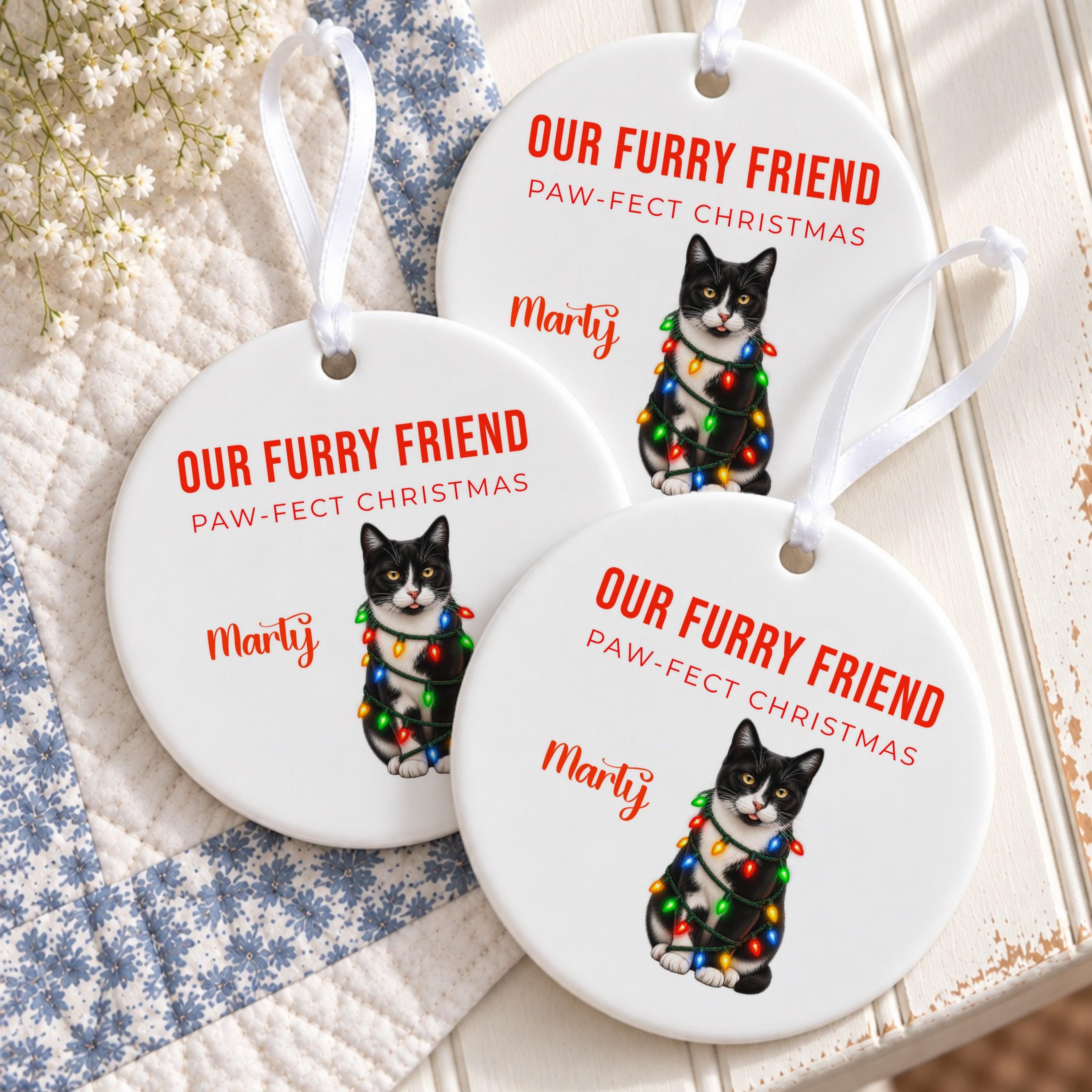 Personalized Pet Ornament, Ceramic Christmas Keepsake with Cartoon Photo, image 5