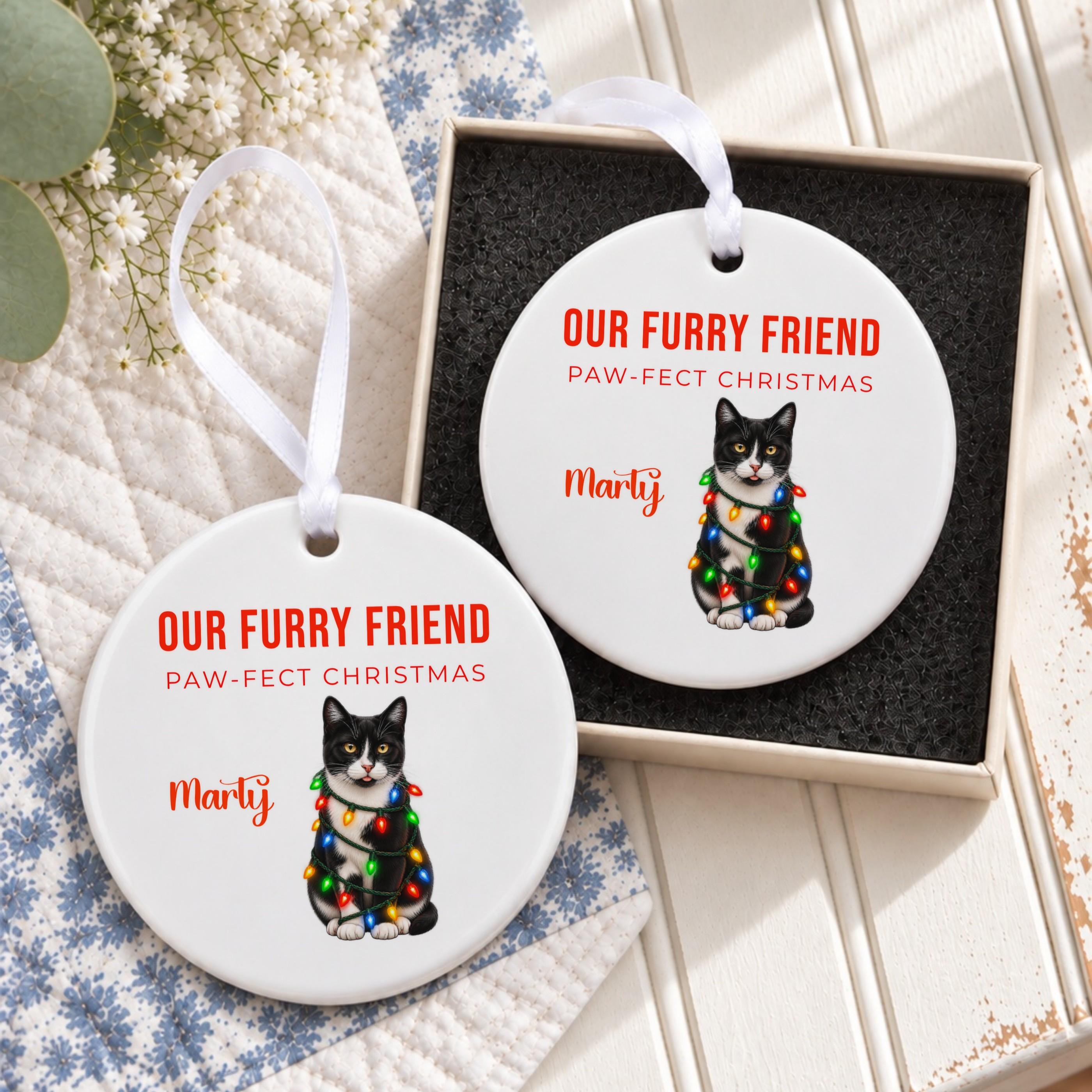 Personalized Pet Ornament, Ceramic Christmas Keepsake with Cartoon Photo, image 7