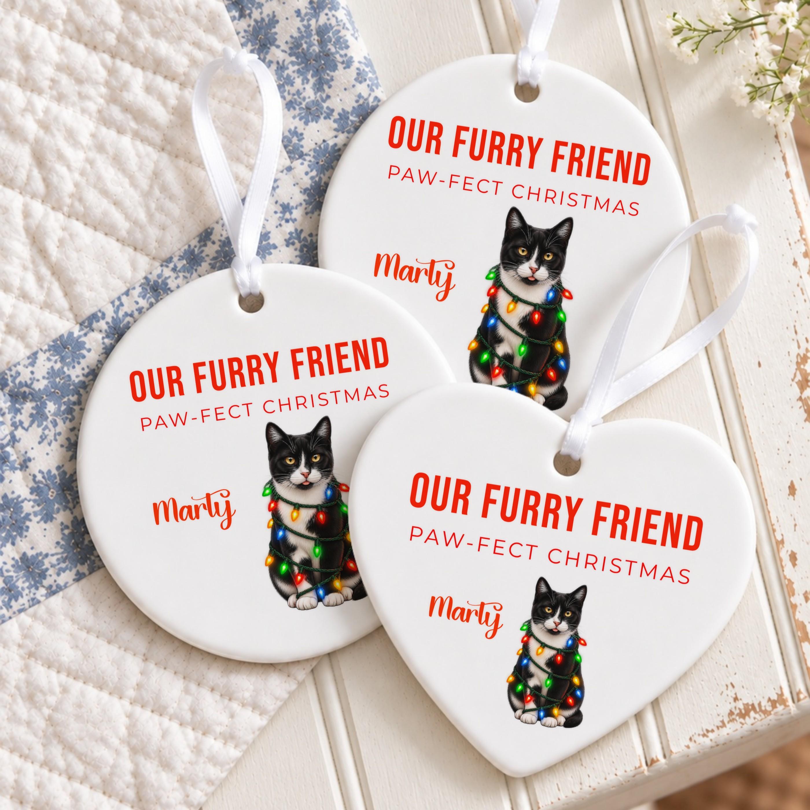 Personalized Pet Ornament, Ceramic Christmas Keepsake with Cartoon Photo, image 8
