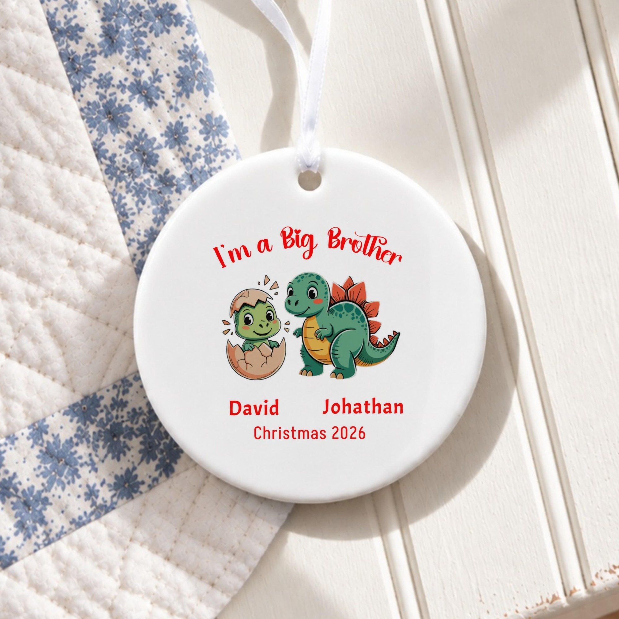 Big Brother Ornament, Personalized Ceramic Christmas Keepsake With Custom Name, image 1