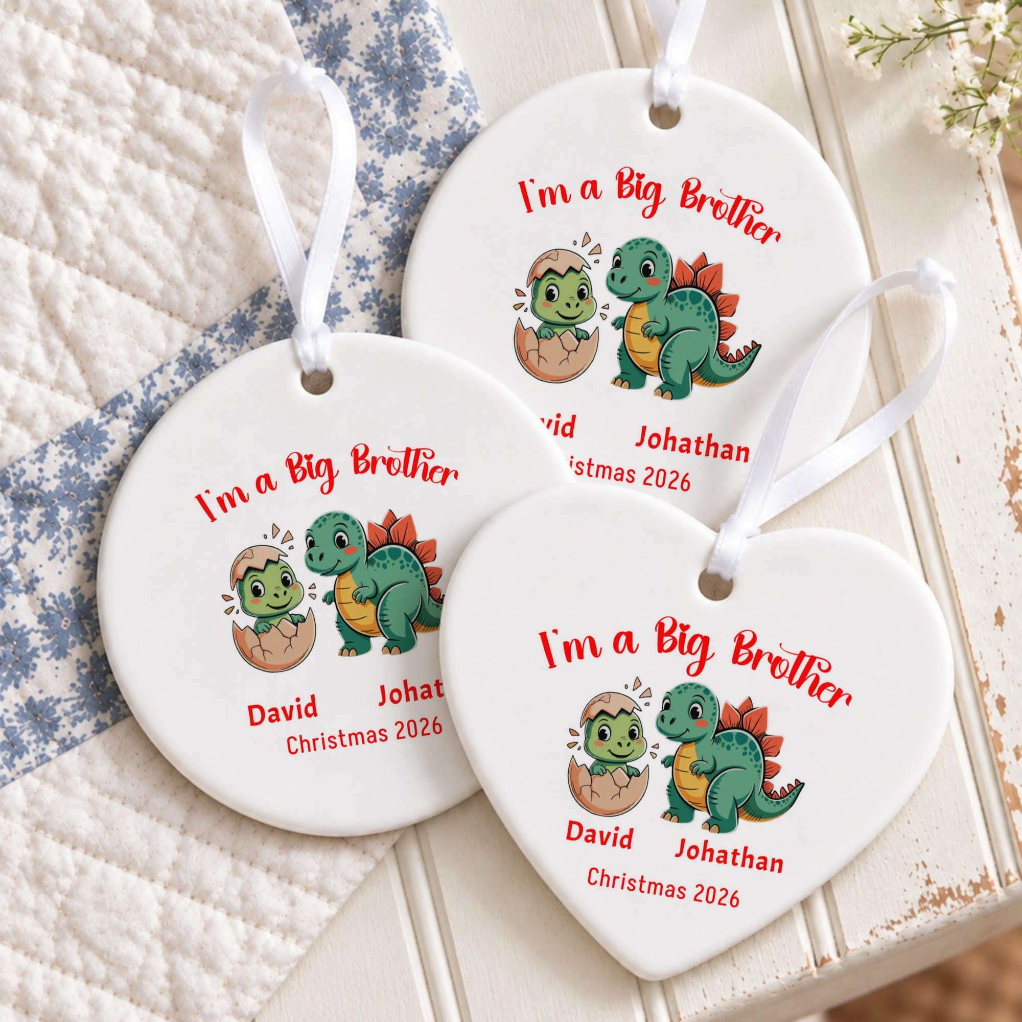 Big Brother Ornament, Personalized Ceramic Christmas Keepsake With Custom Name, image 5