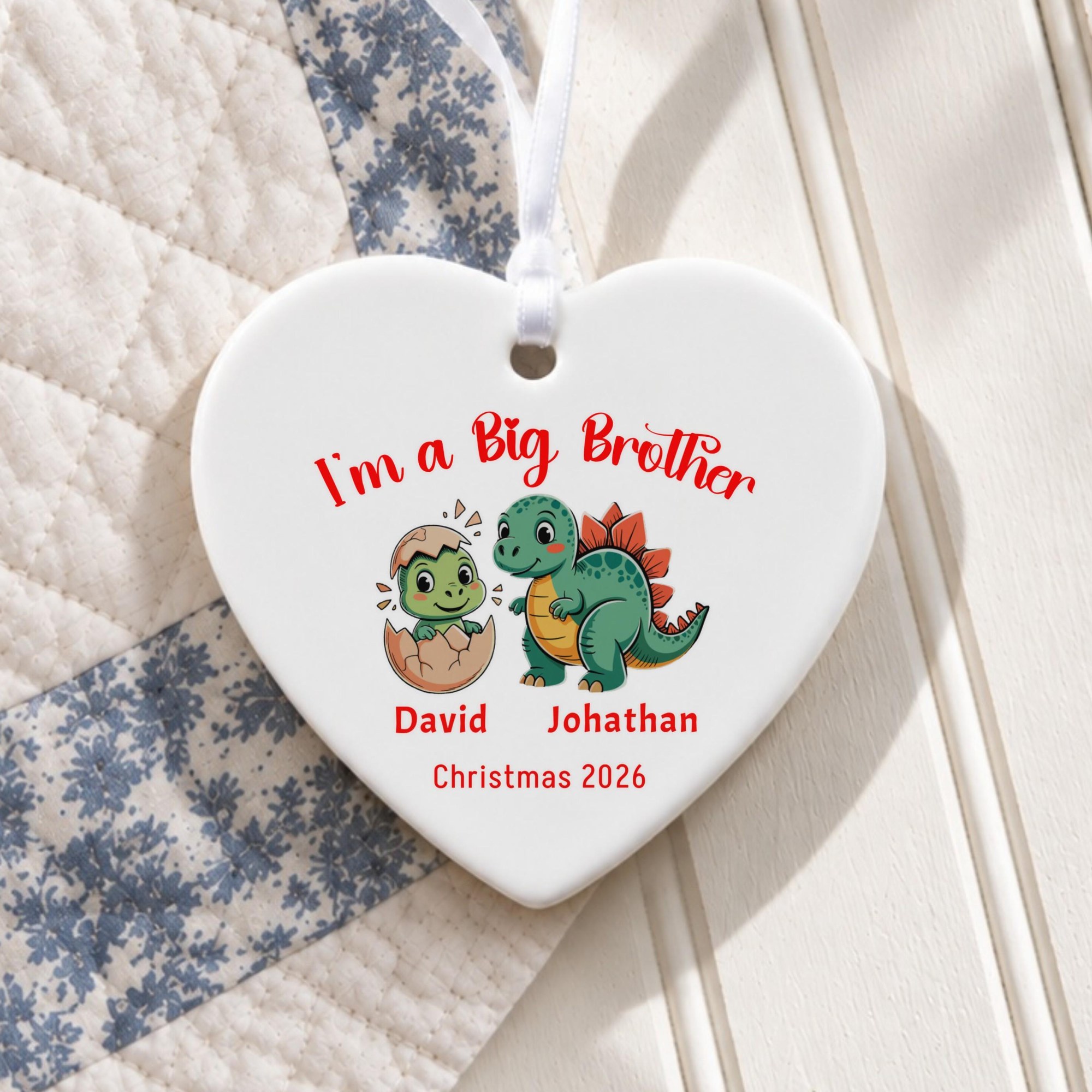 Big Brother Ornament, Personalized Ceramic Christmas Keepsake With Custom Name, image 6
