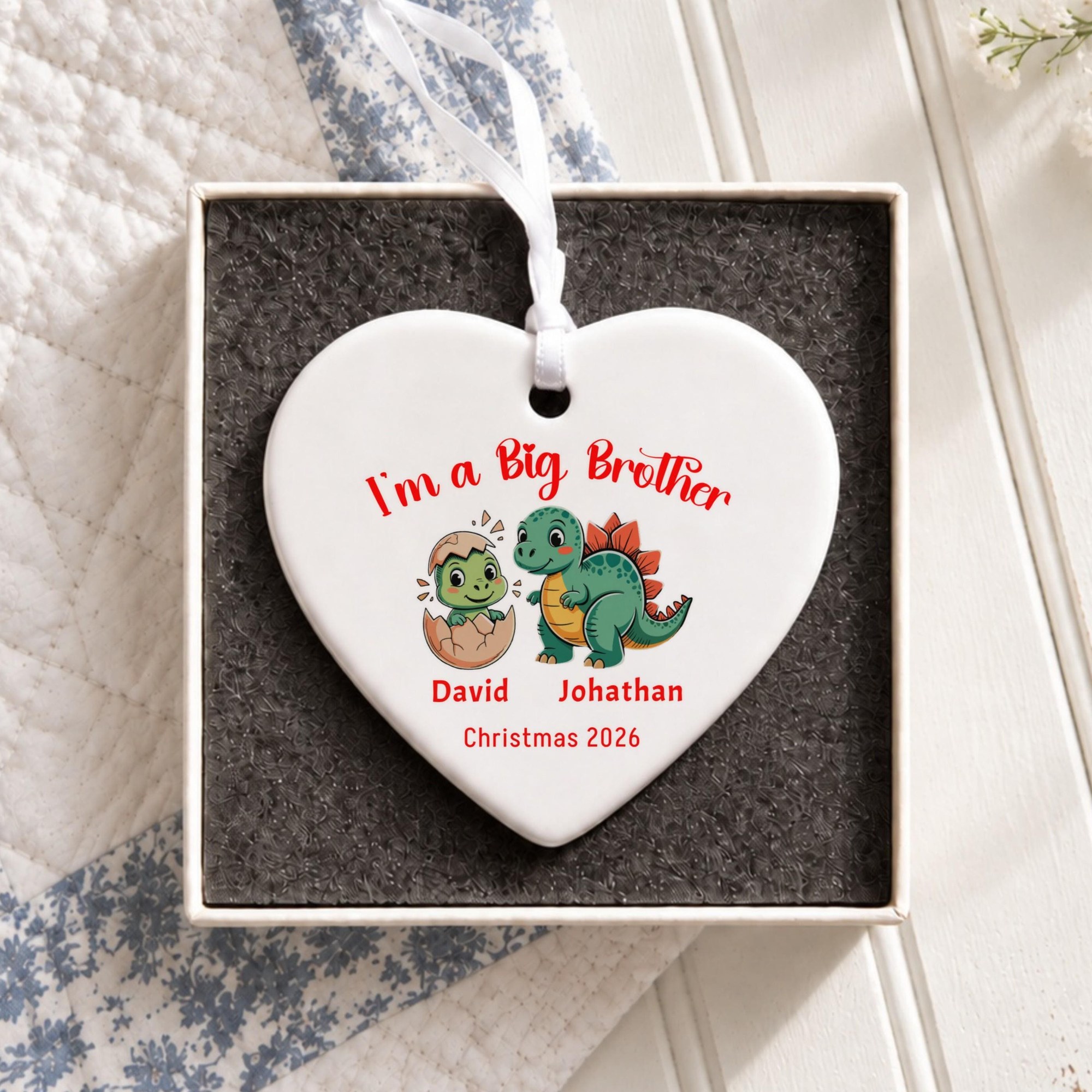 Big Brother Ornament, Personalized Ceramic Christmas Keepsake With Custom Name, image 7