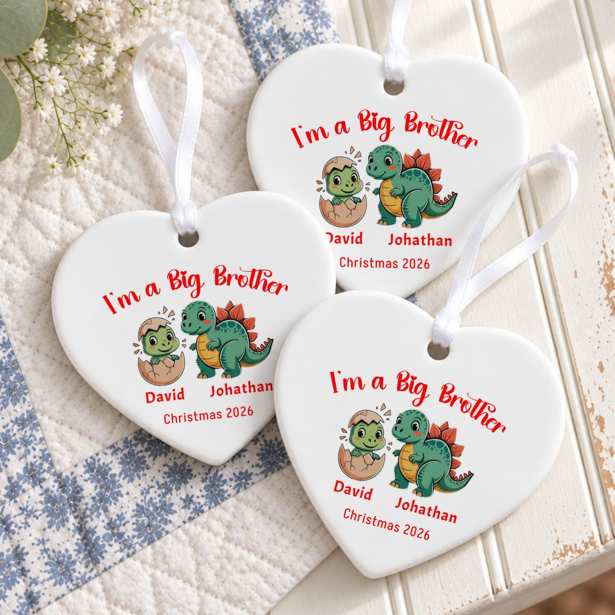 Big Brother Ornament, Personalized Ceramic Christmas Keepsake With Custom Name, image 8