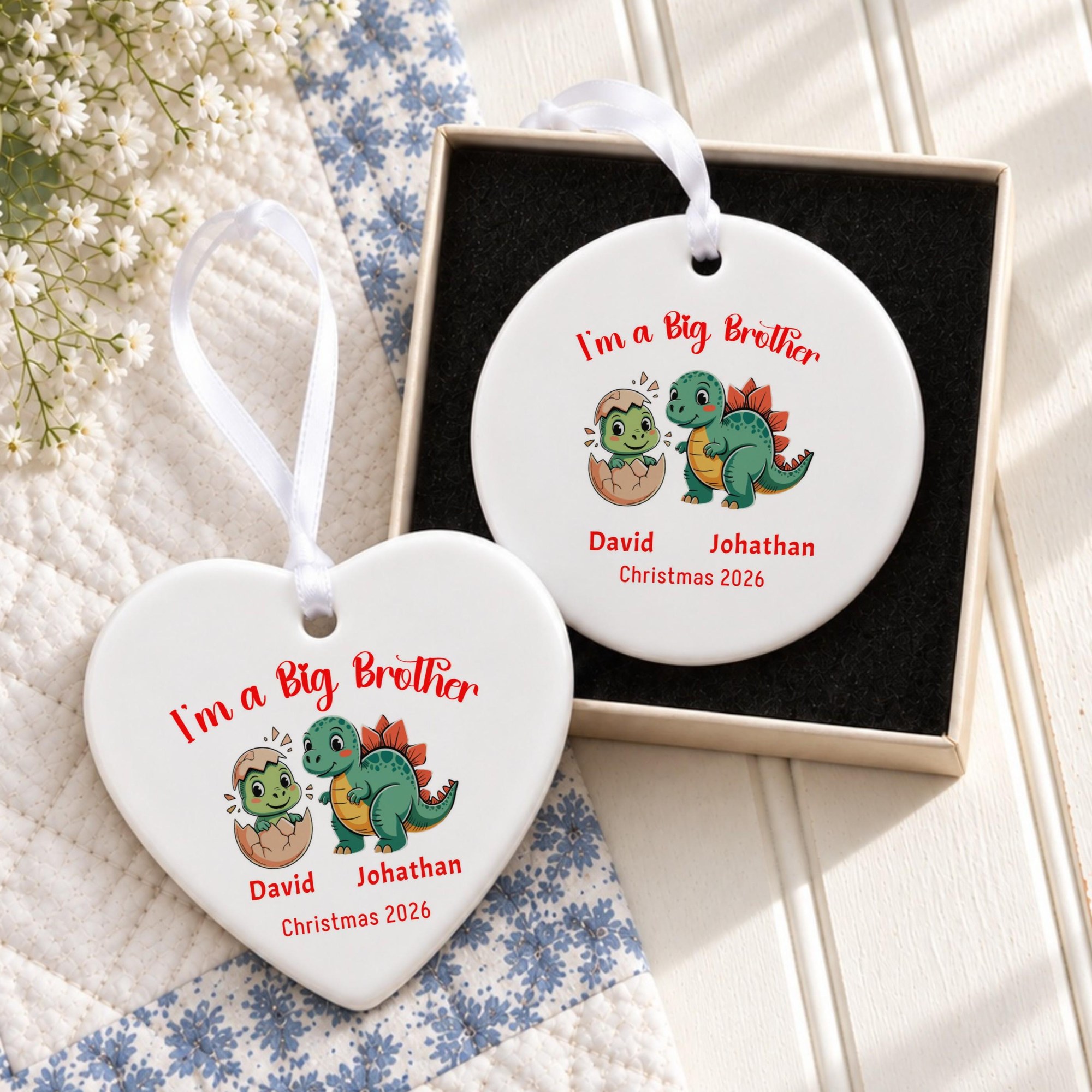 Big Brother Ornament, Personalized Ceramic Christmas Keepsake With Custom Name, image 9