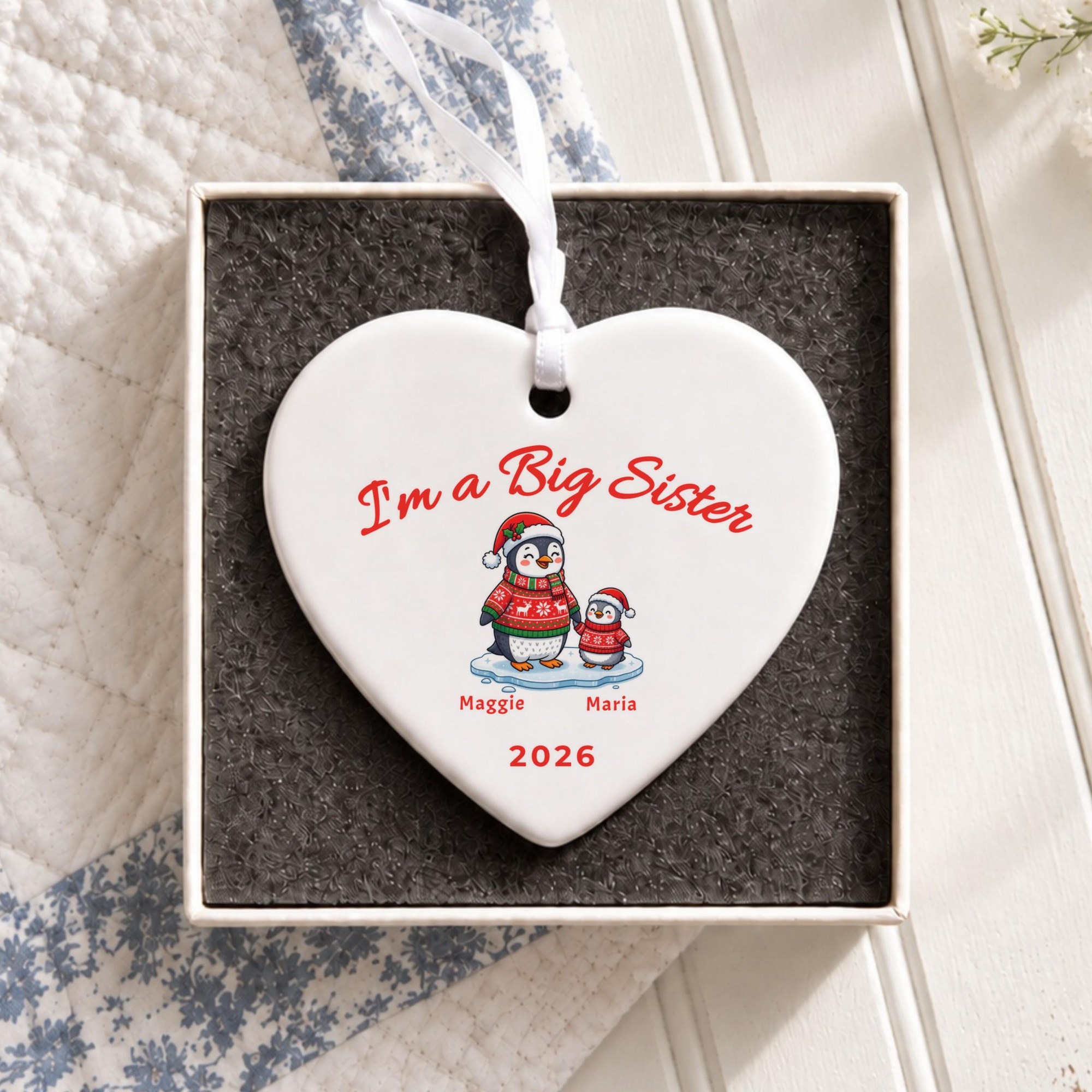 Big Sister Ornament, Personalized Ceramic First Christmas Keepsake, image 9