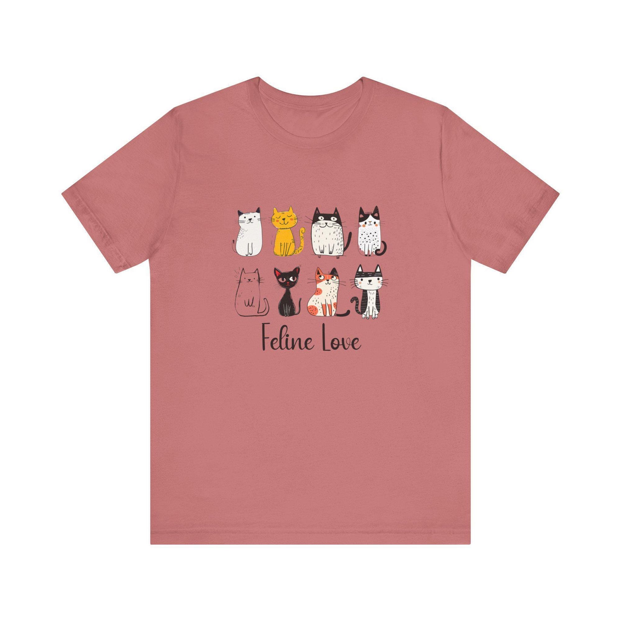 Cat Graphic Tee, 100% Cotton Bella + Canvas Shirt with Feline Love Cats, image 4