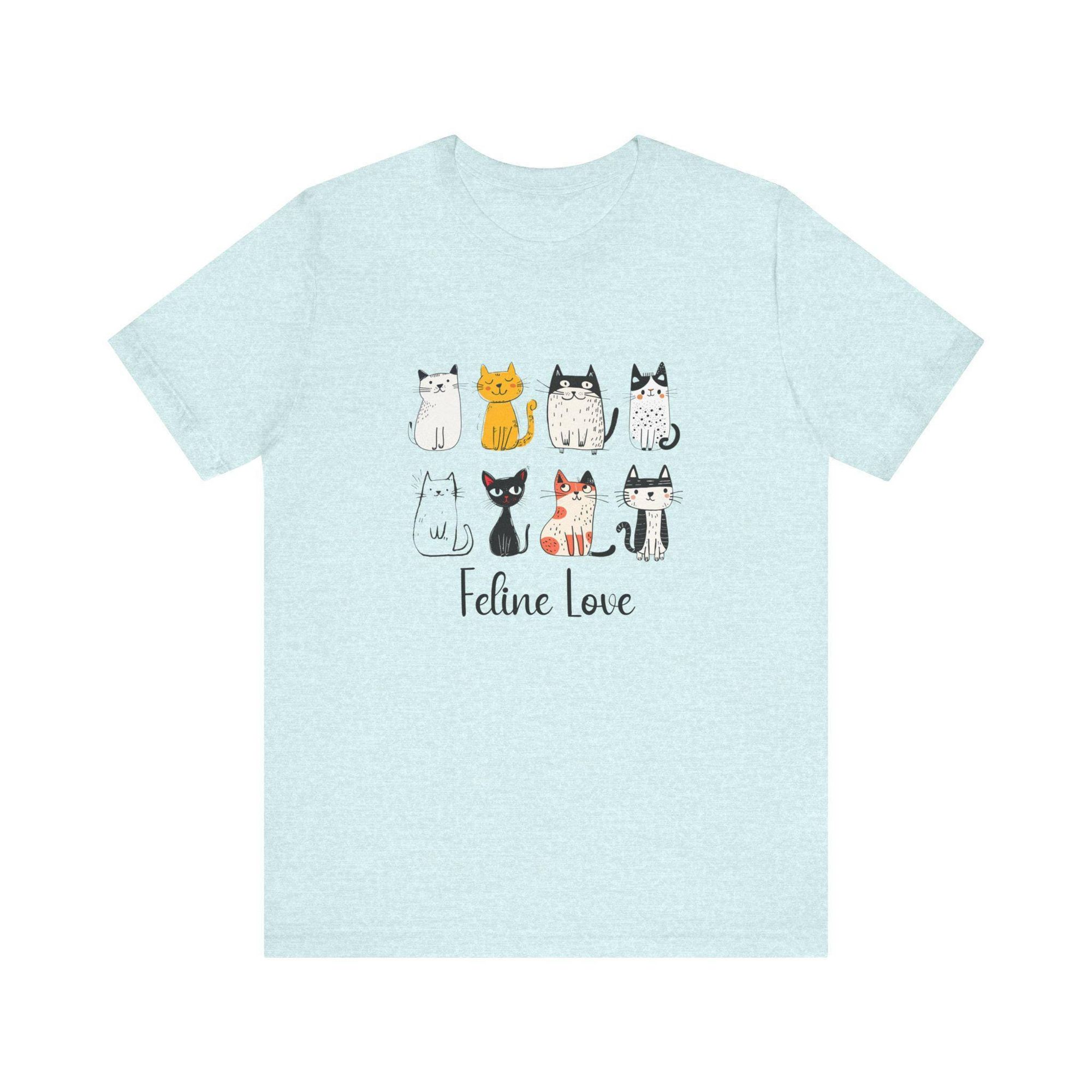 Cat Graphic Tee, 100% Cotton Bella + Canvas Shirt with Feline Love Cats, image 6