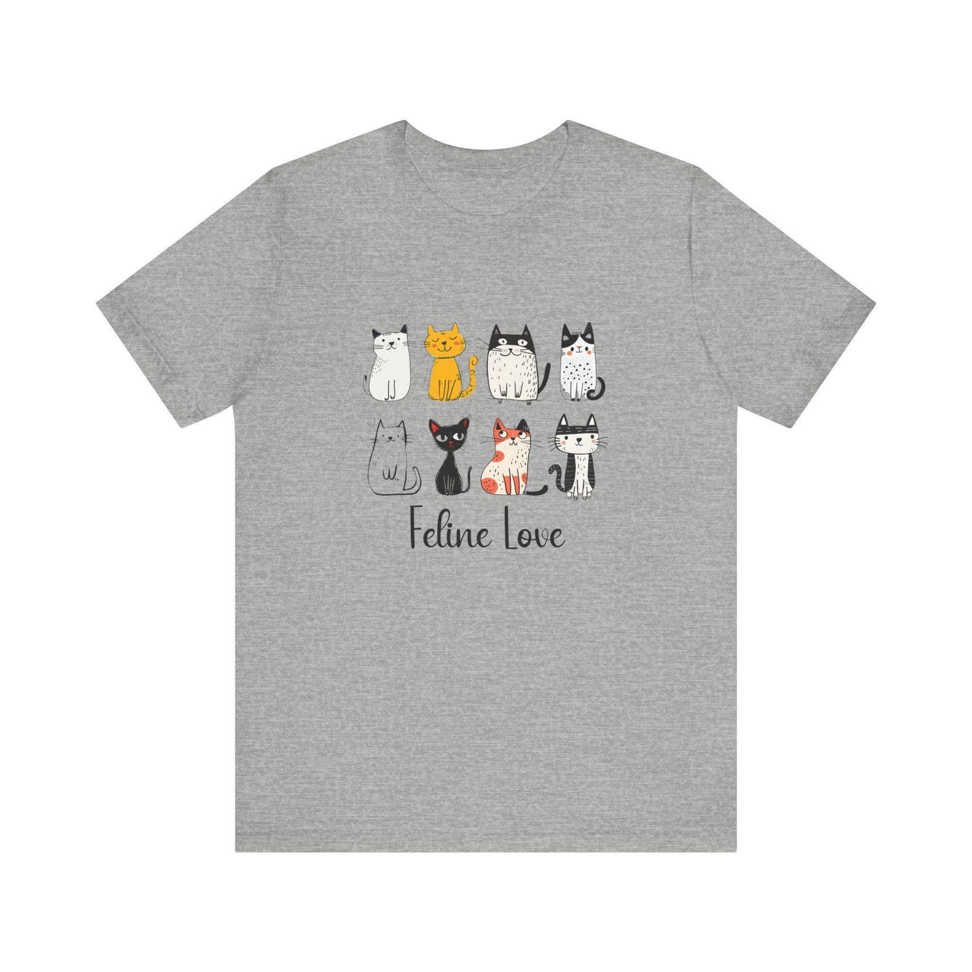 Cat Graphic Tee, 100% Cotton Bella + Canvas Shirt with Feline Love Cats, image 7