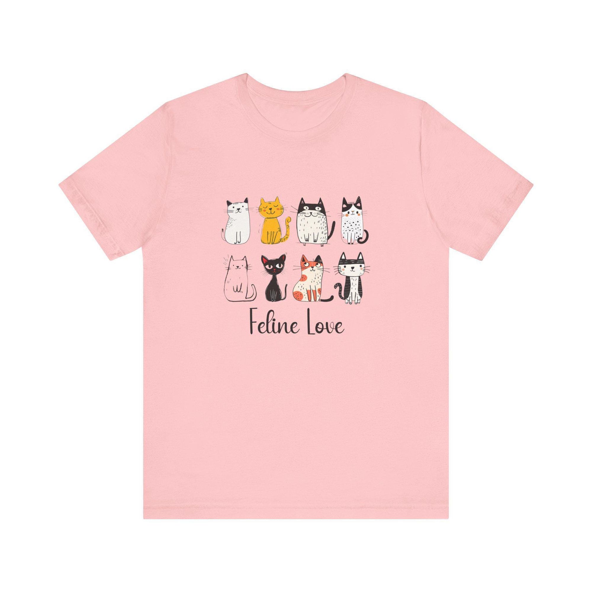 Cat Graphic Tee, 100% Cotton Bella + Canvas Shirt with Feline Love Cats, image 8