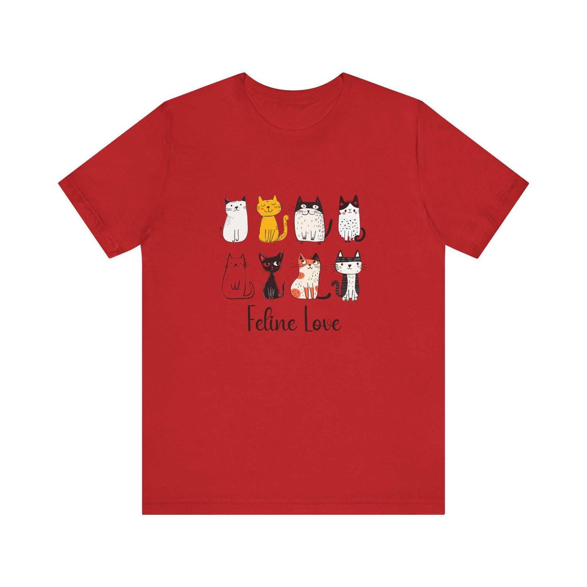 Cat Graphic Tee, 100% Cotton Bella + Canvas Shirt with Feline Love Cats, image 9