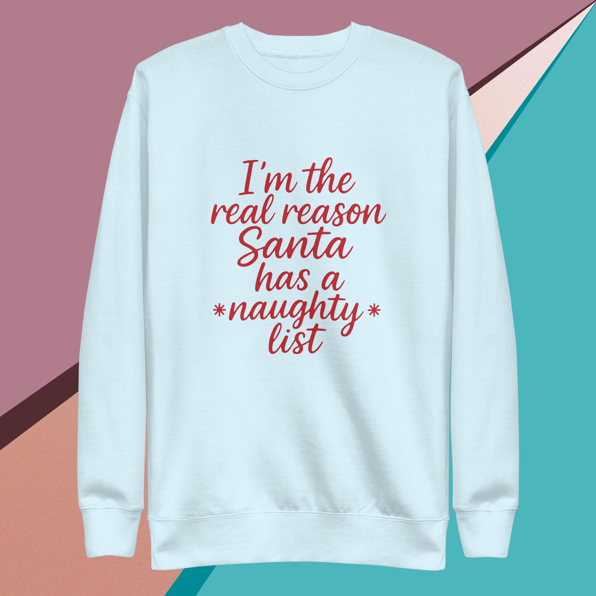 Christmas Sweatshirt, The Naughty List Fleece Crewneck, Pullover, image 1