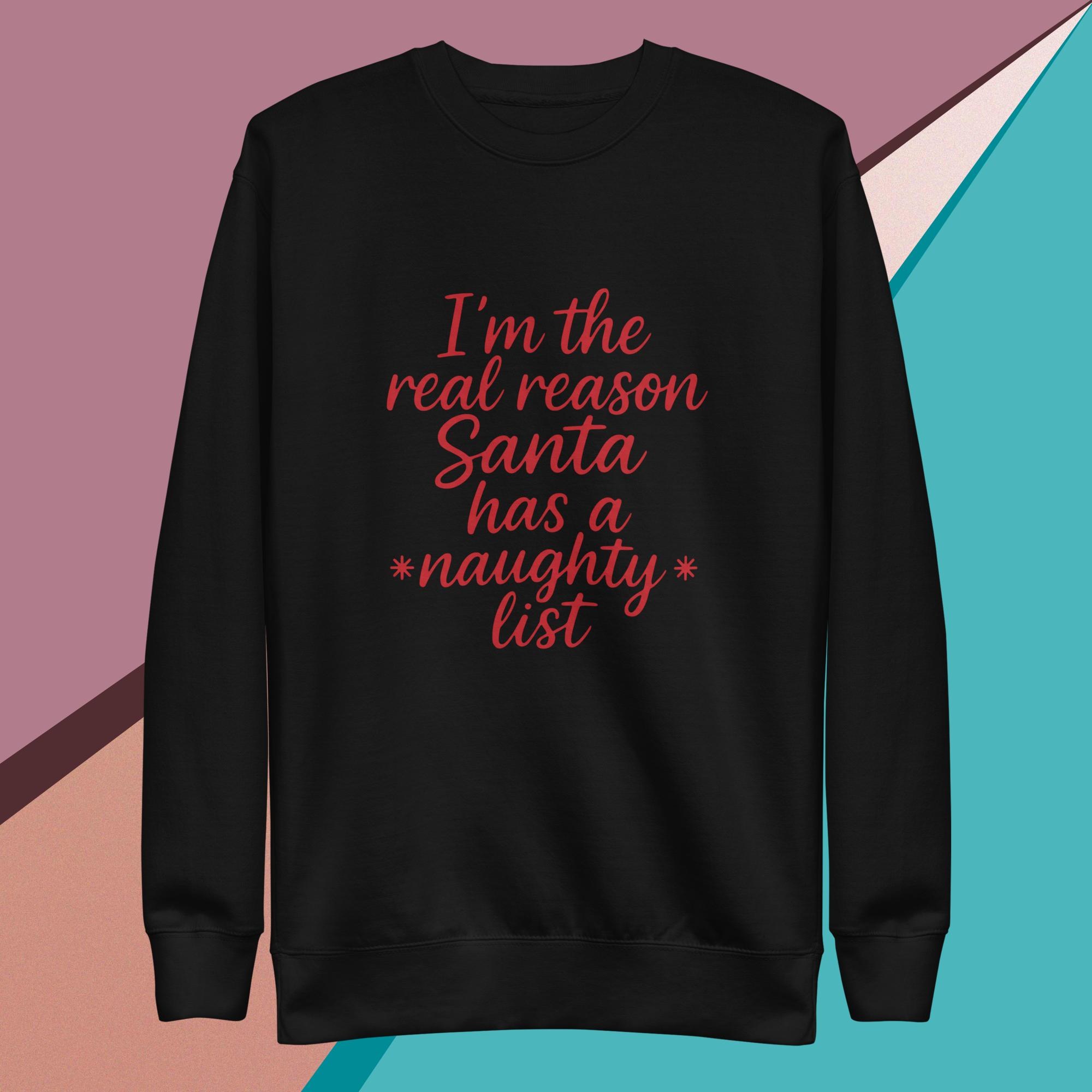 Christmas Sweatshirt, The Naughty List Fleece Crewneck, Pullover, image 2