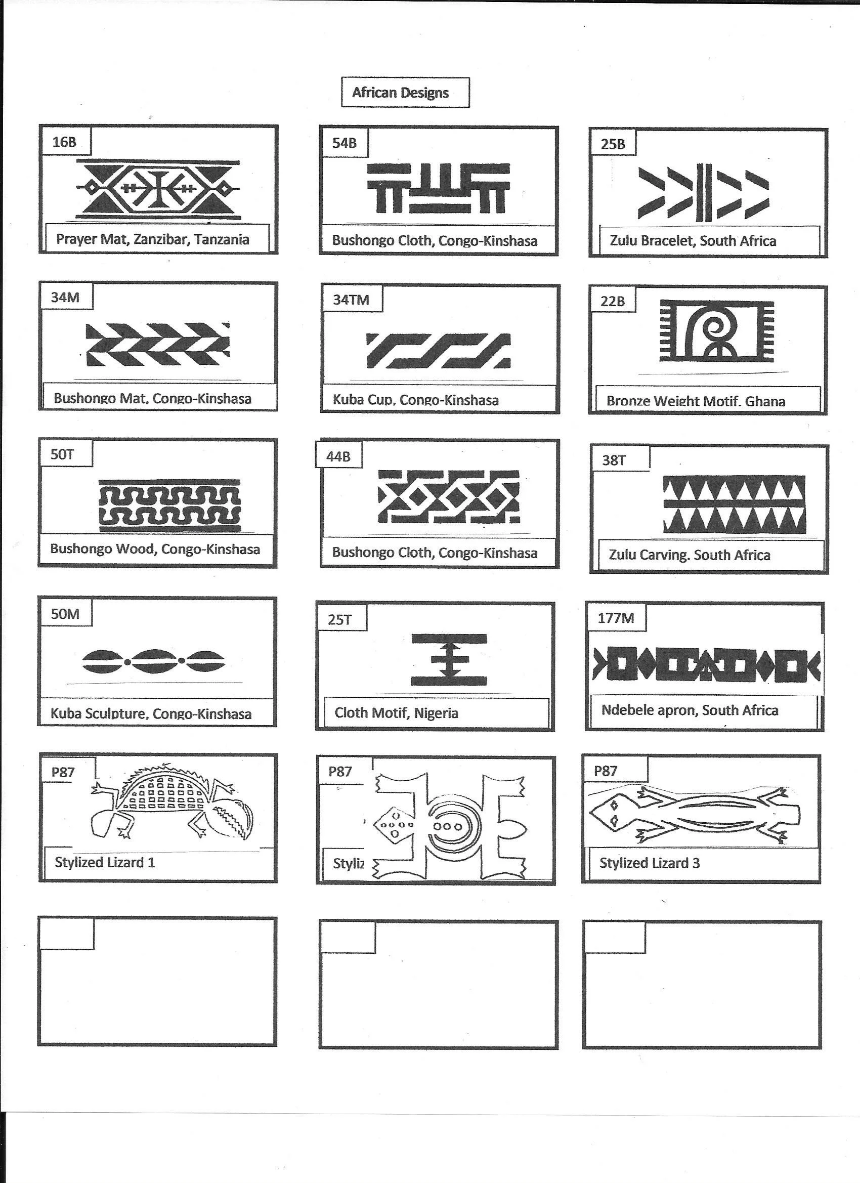 Pattern designs in the Broadus Craft Jewelry catalog