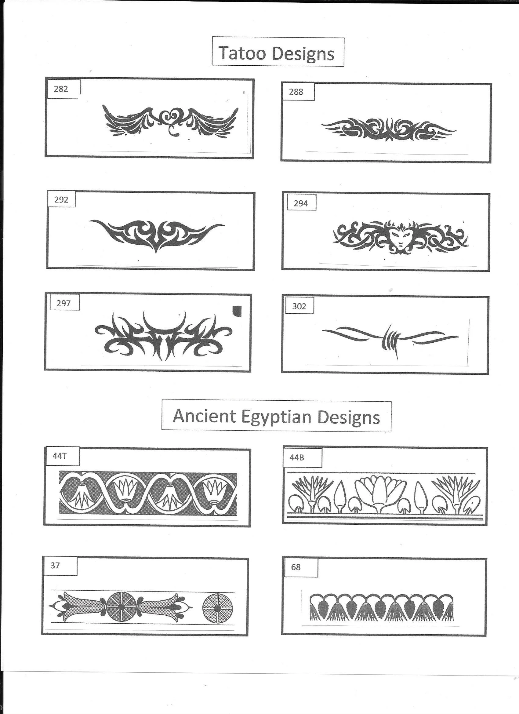 Tattoo & Egyptian designs from the Broadus Craft Jewelry design catalog