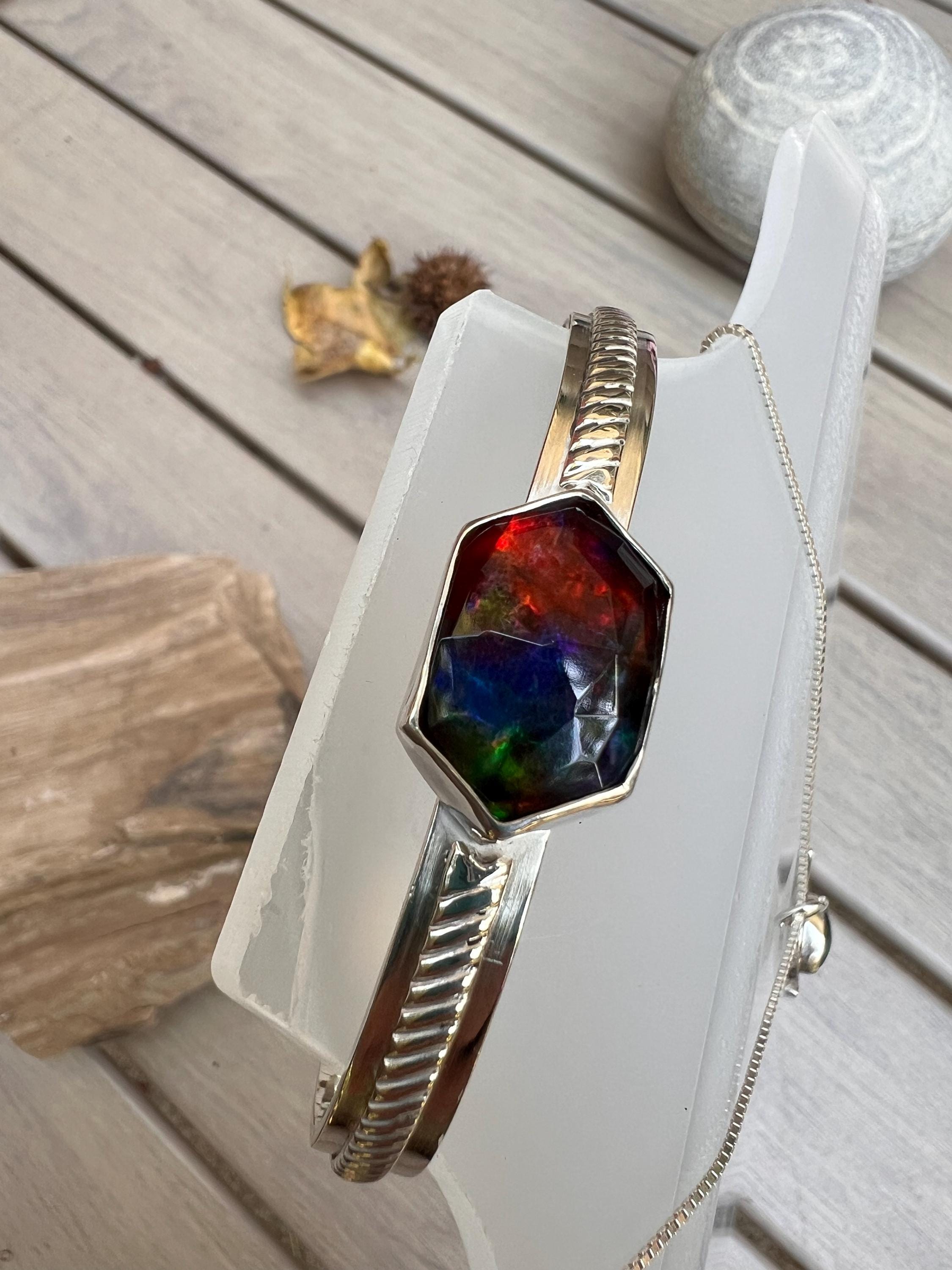 Dichroic Colored Glass Cuff, view 2