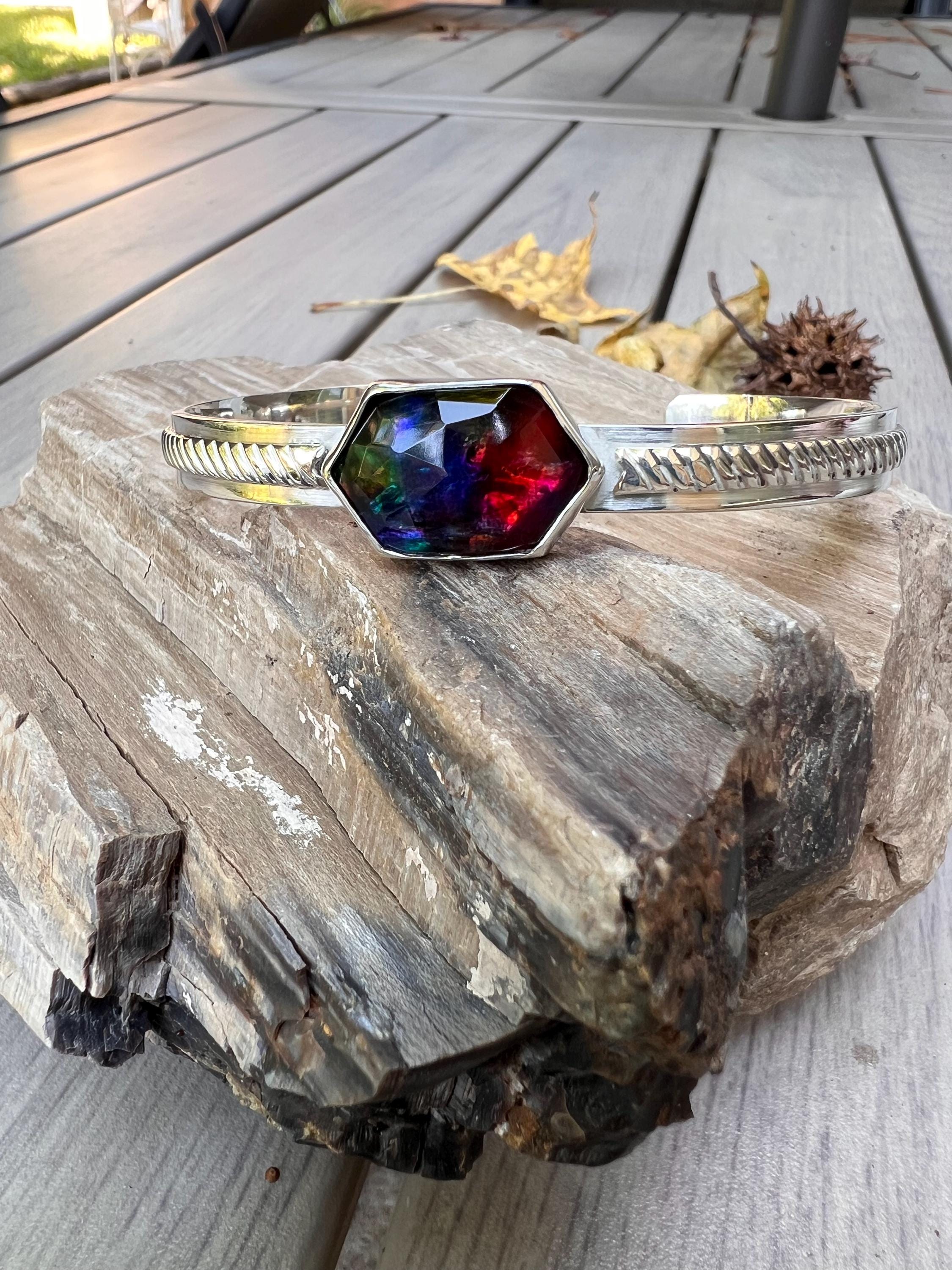 Dichroic Colored Glass Cuff, view 5