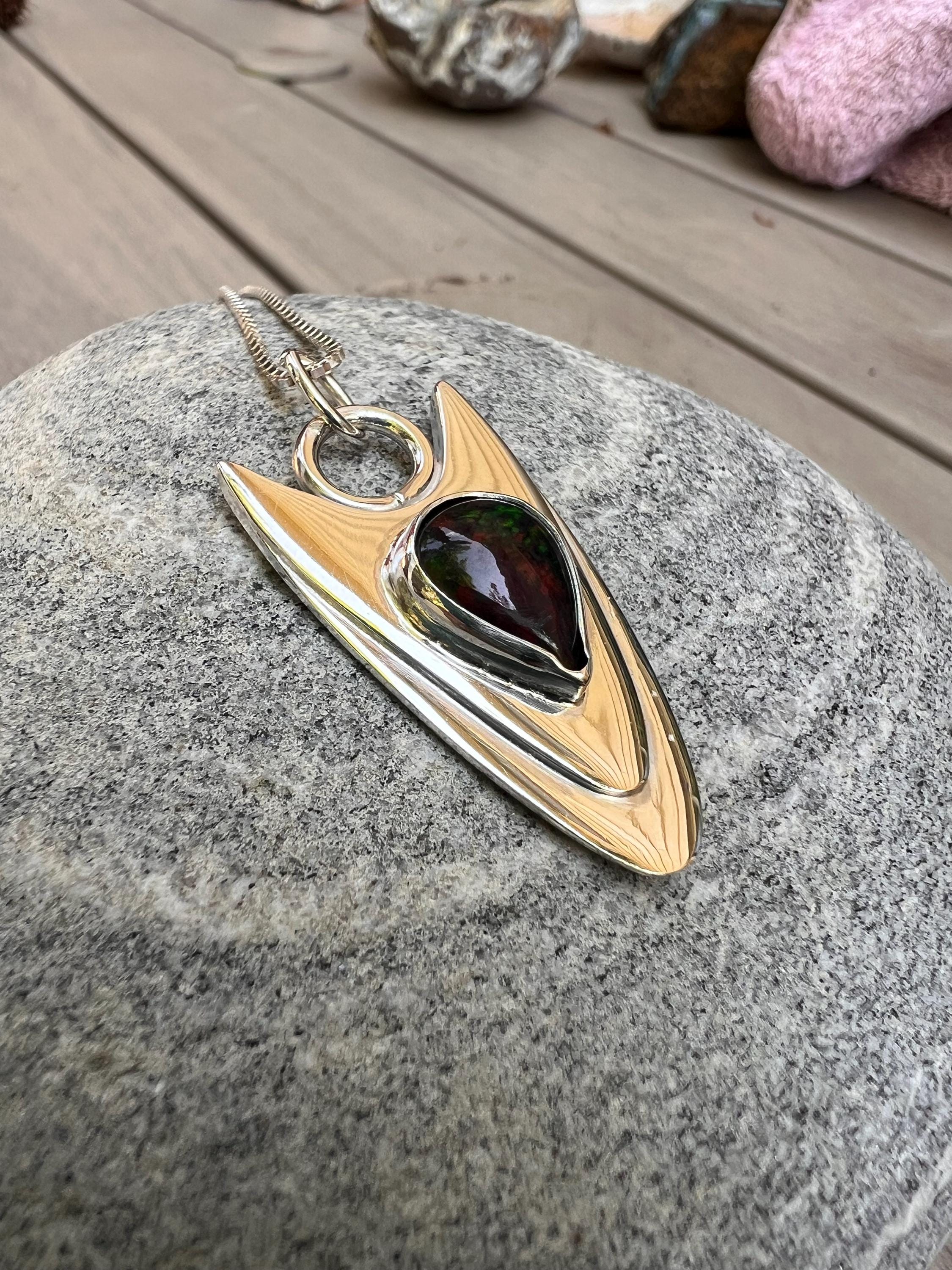 Modern Black Opal Pendant