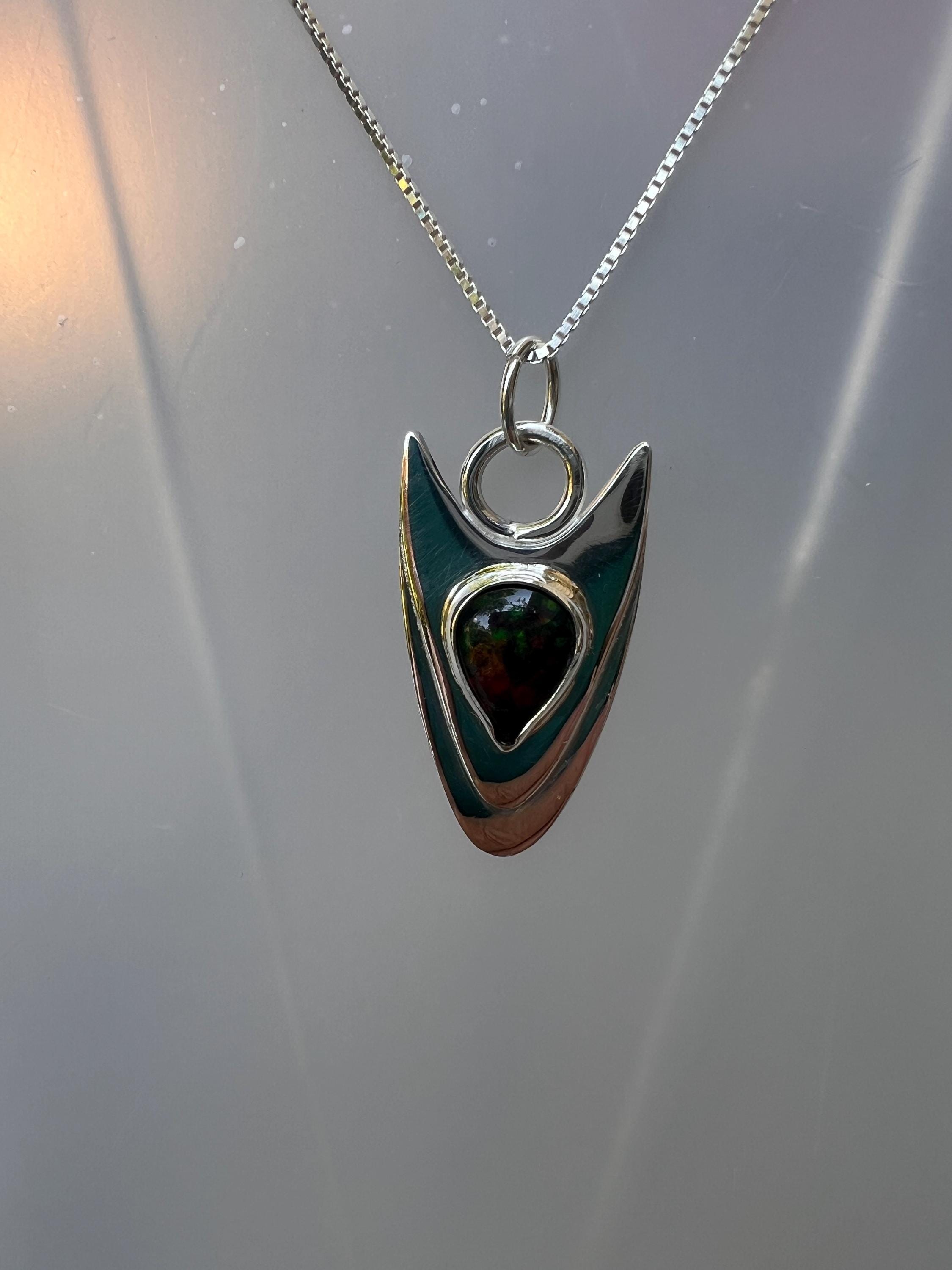 Modern Black Opal Pendant, view 3