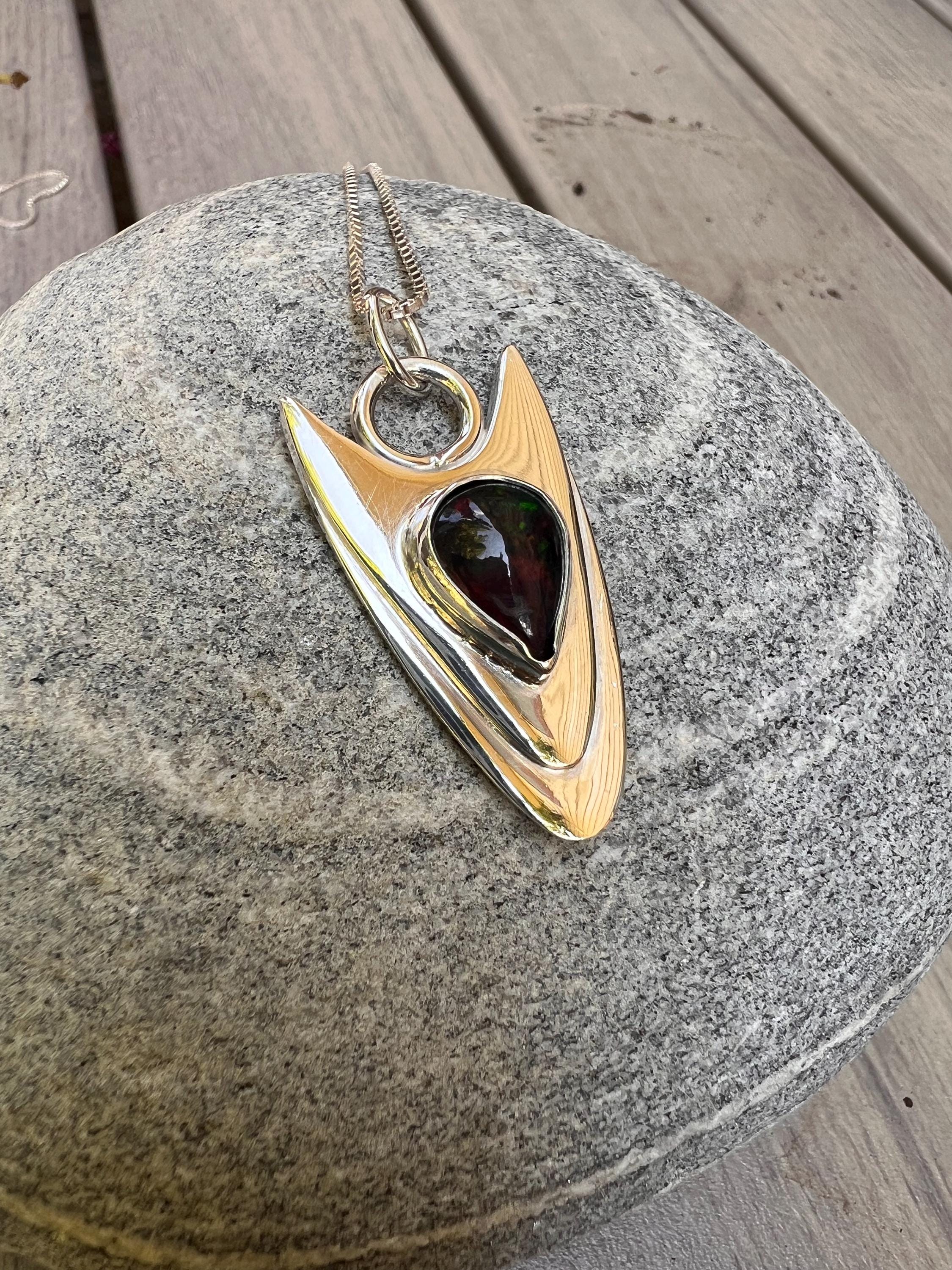 Modern Black Opal Pendant, view 6