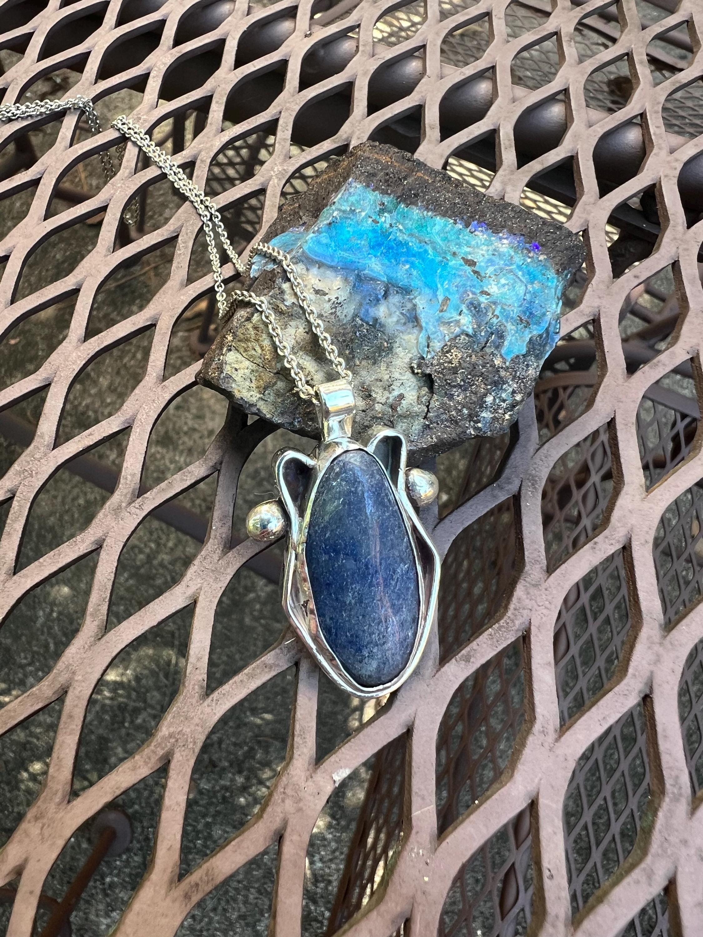 Blue Aventurine Silver Pendant, view 3
