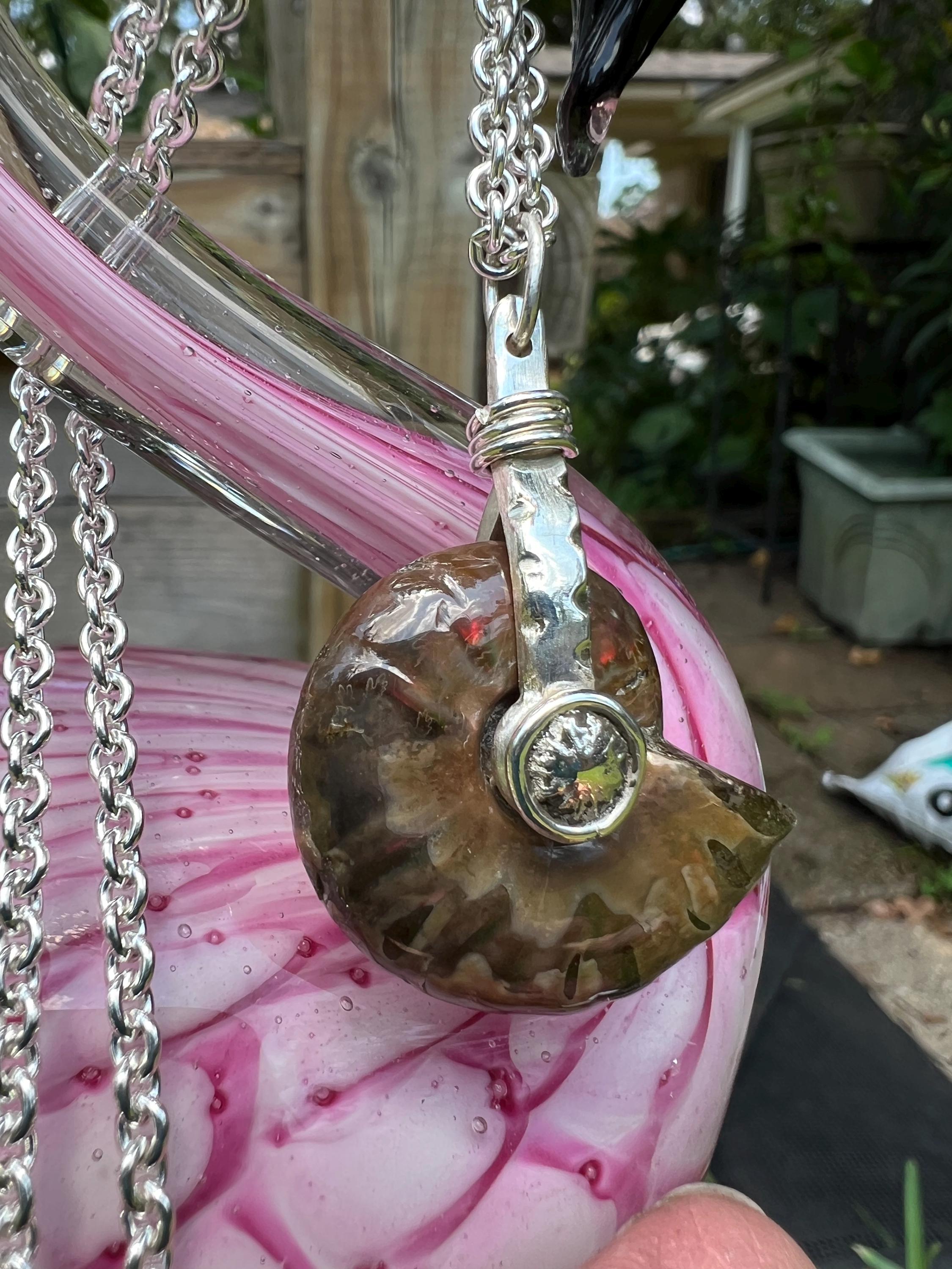 Ammolite Fossil Pendant