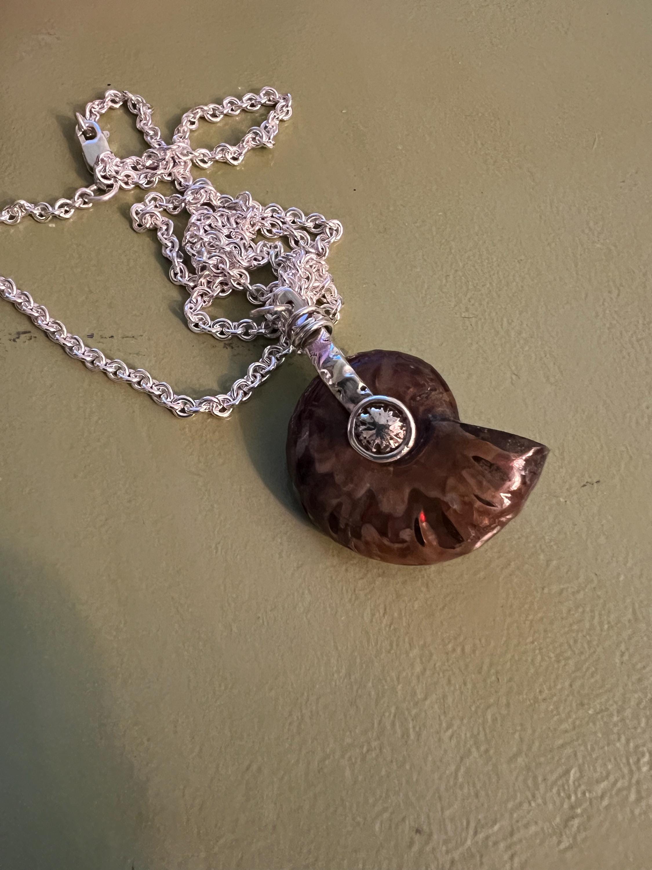 Ammolite Fossil Pendant, view 4