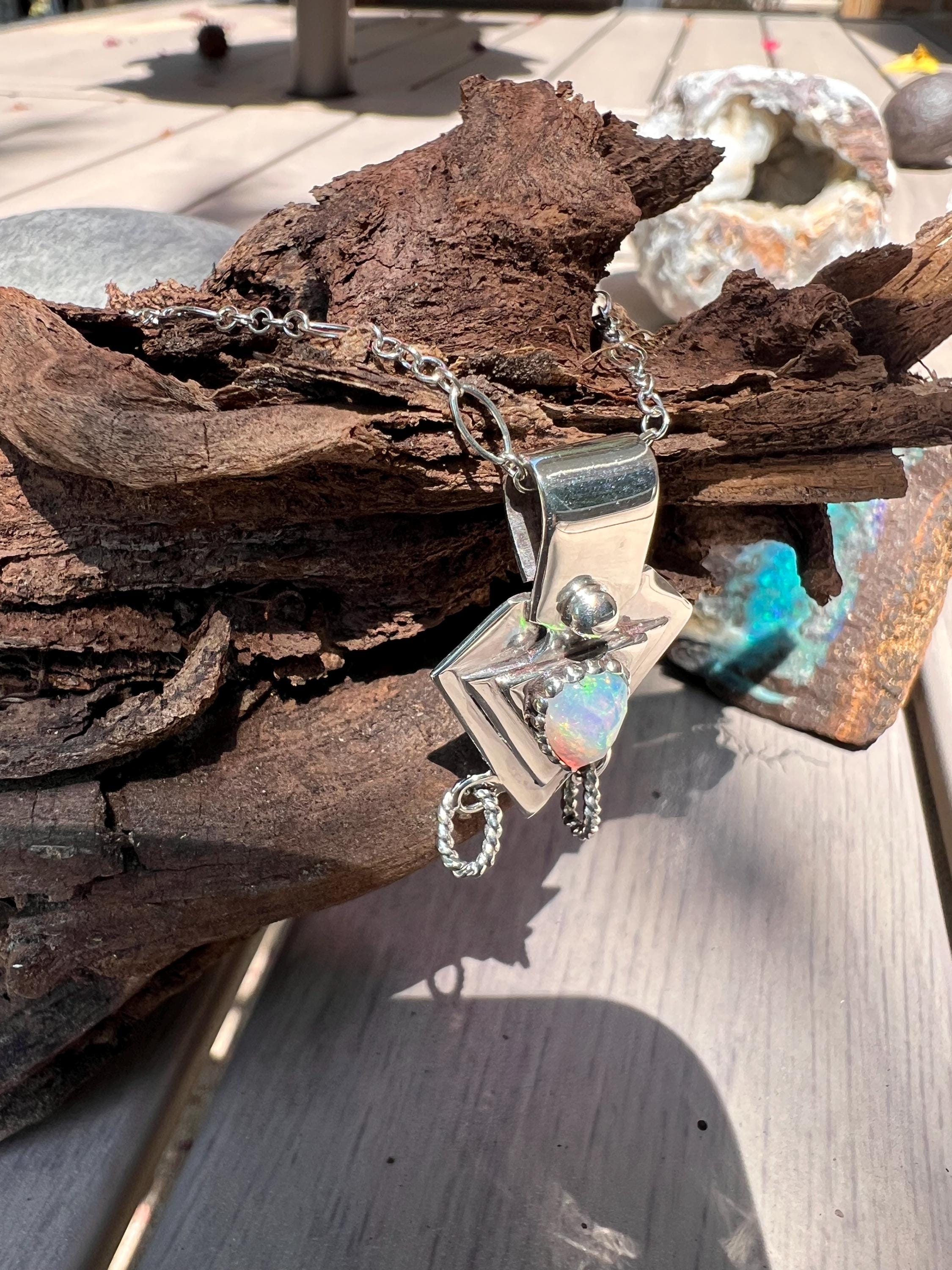 Dragons Tooth Opal Pendant with Chain, view 2