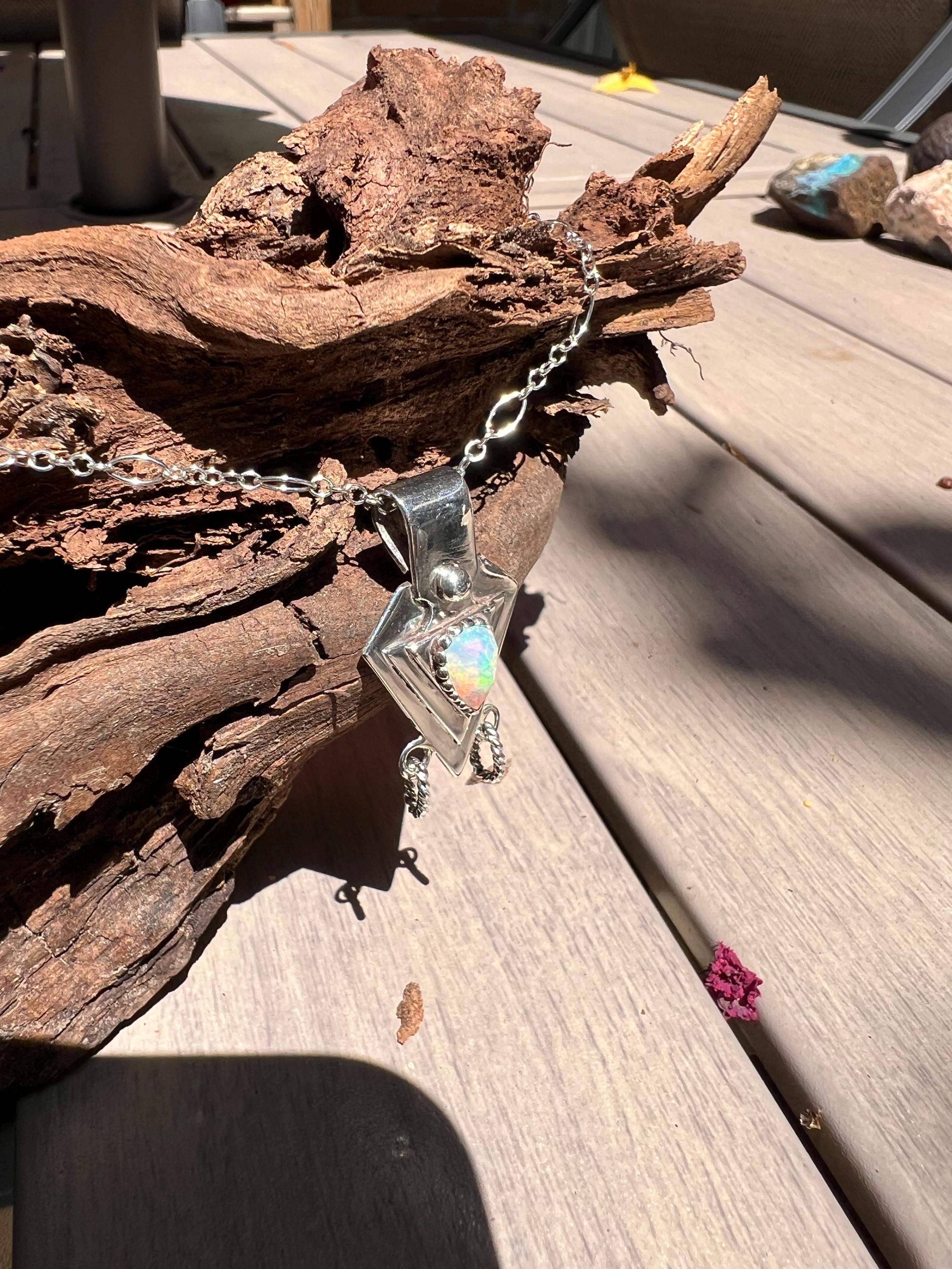 Dragons Tooth Opal Pendant with Chain, view 4