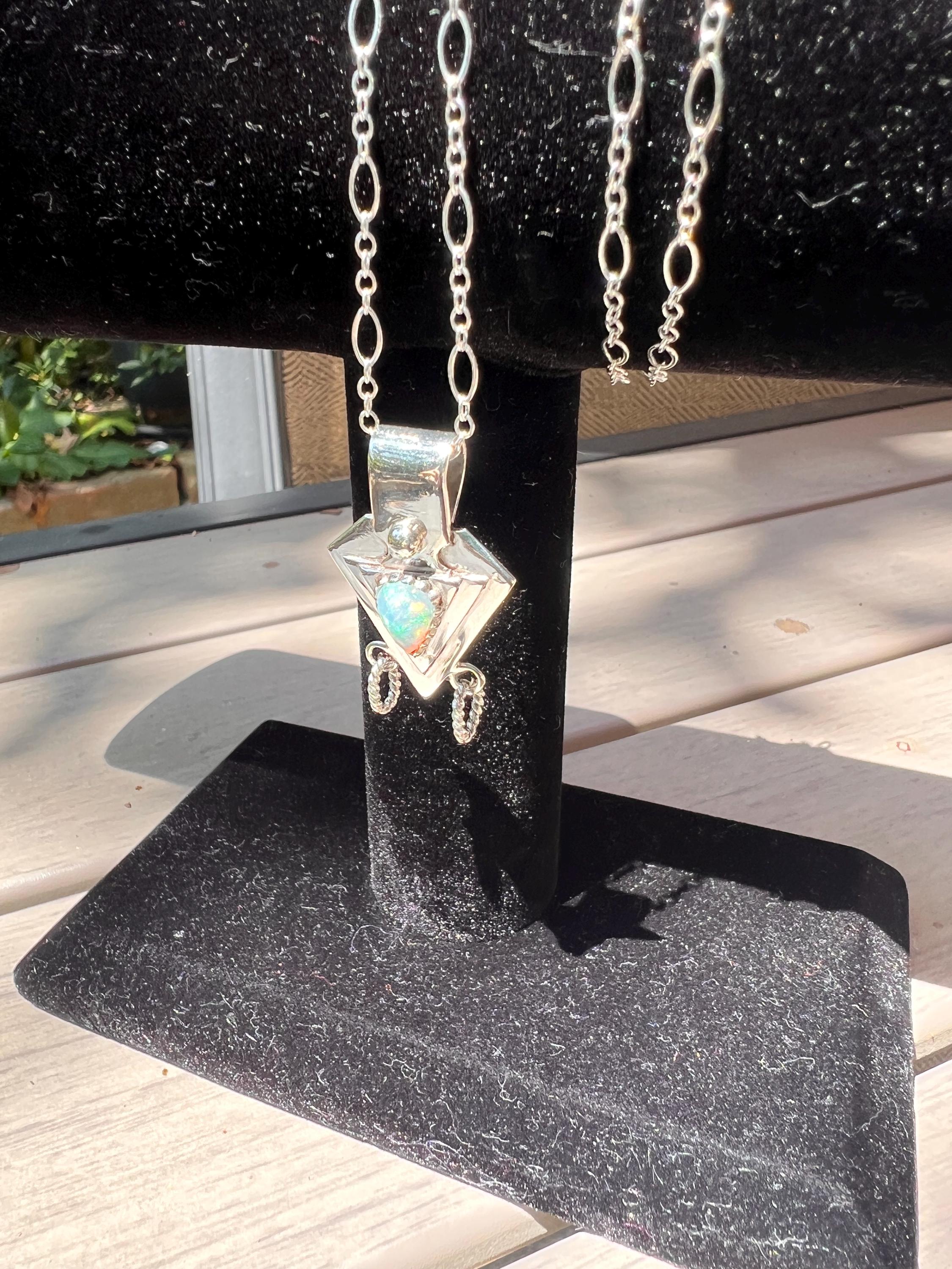 Dragons Tooth Opal Pendant with Chain, view 5