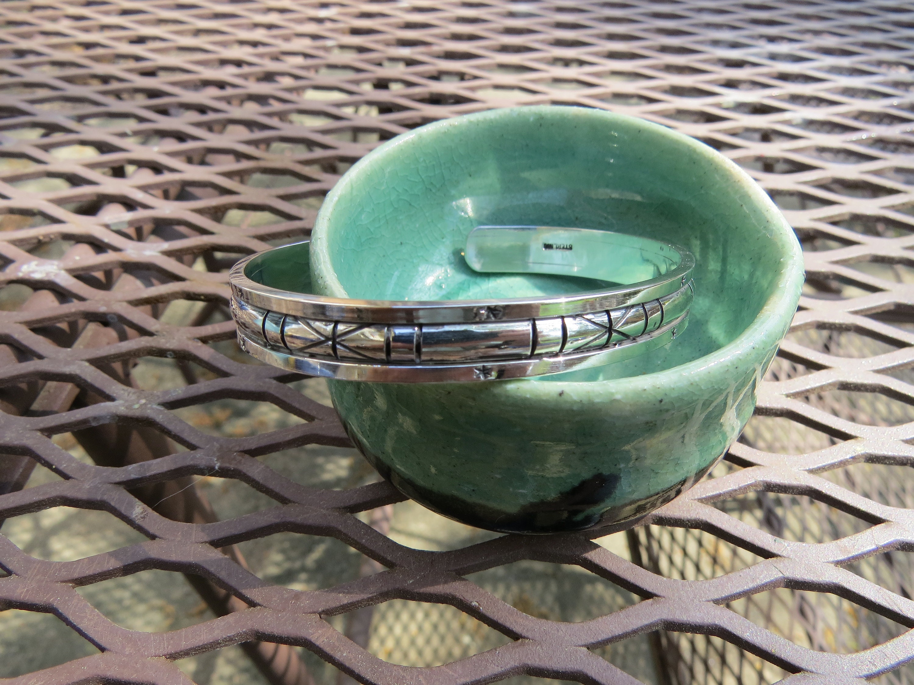 Sterling Silver Geometric Cuff Bracelet, view 3