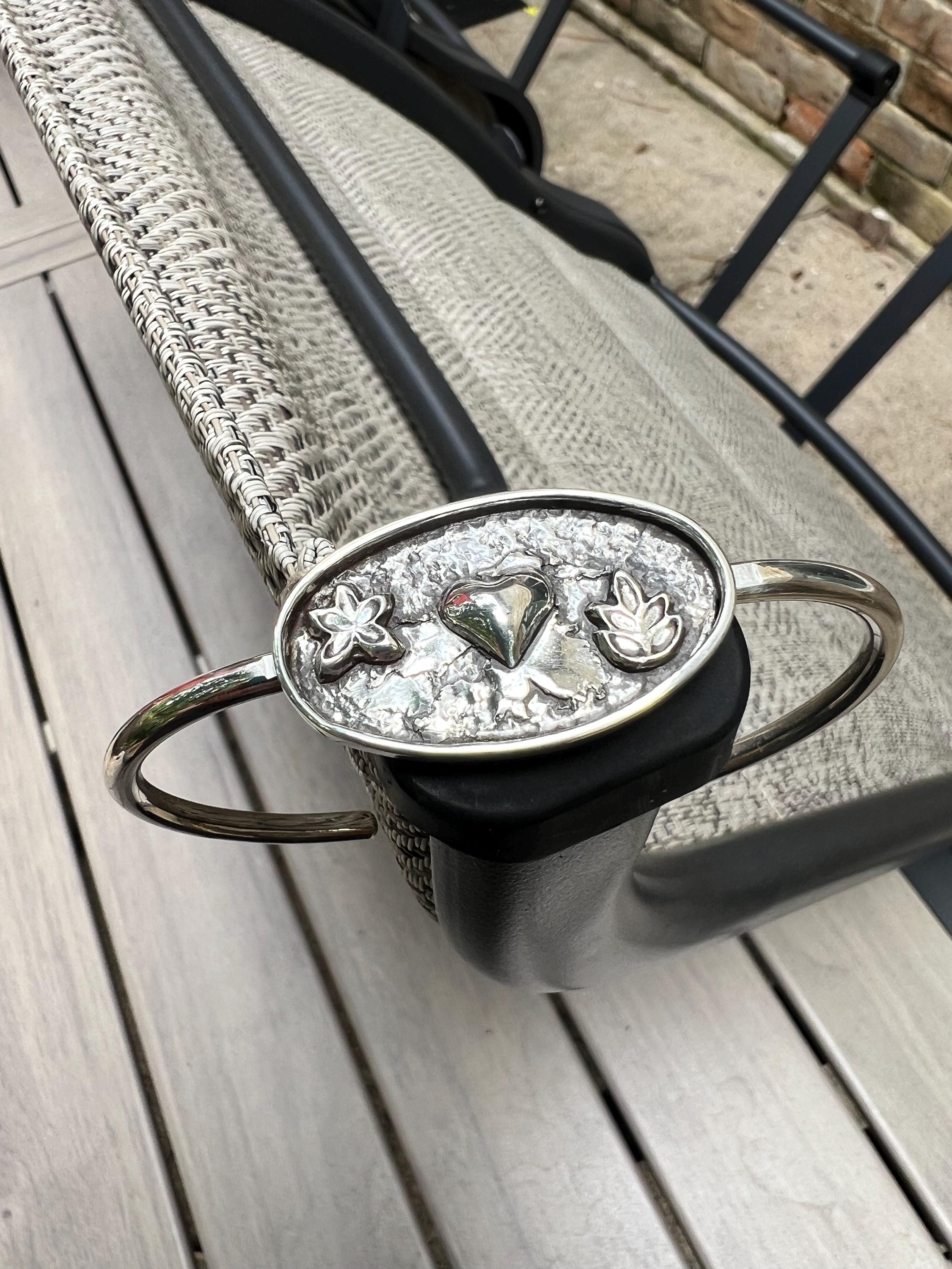 Silver Heart Cuff, view 4