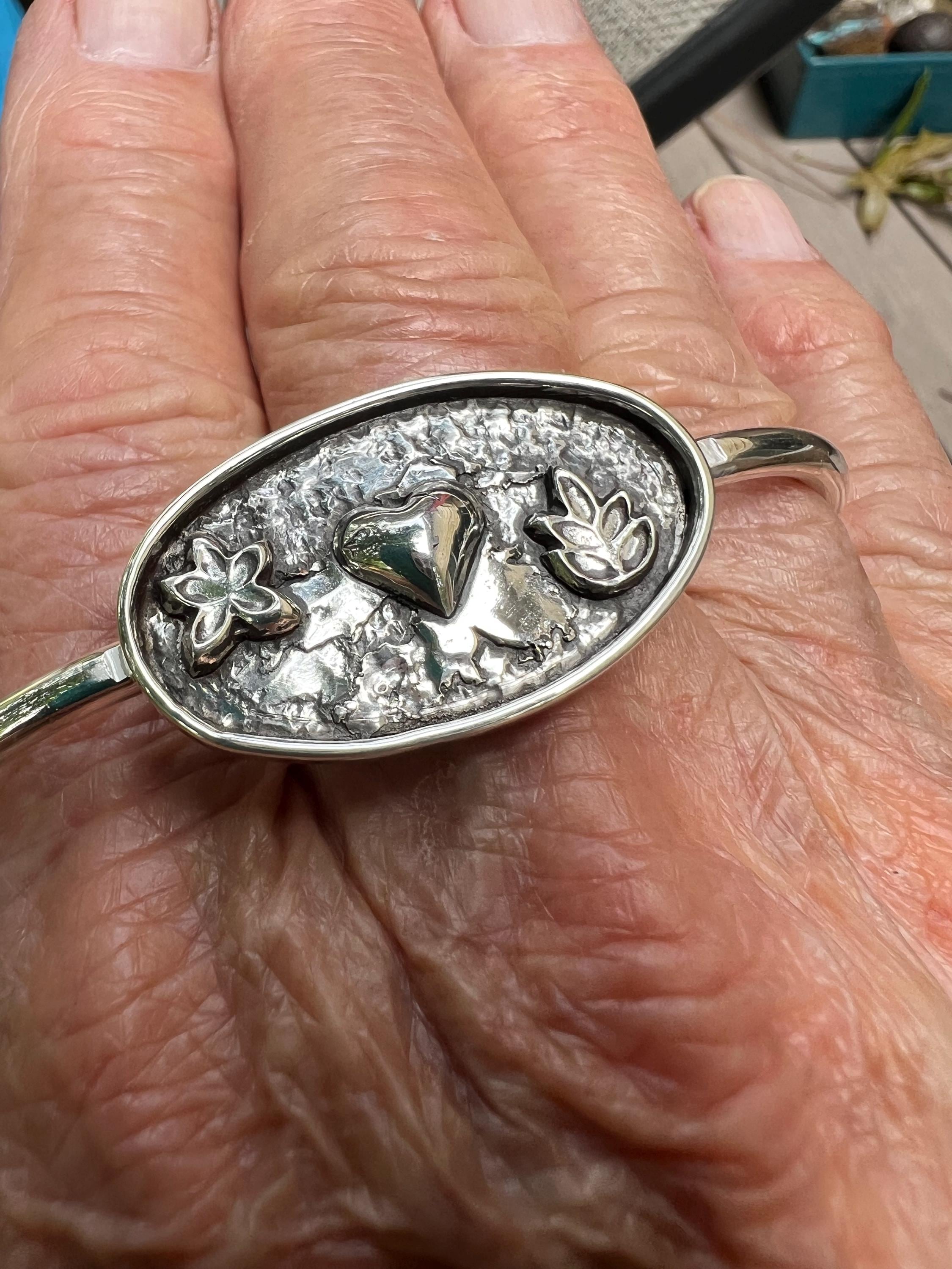 Silver Heart Cuff, view 5