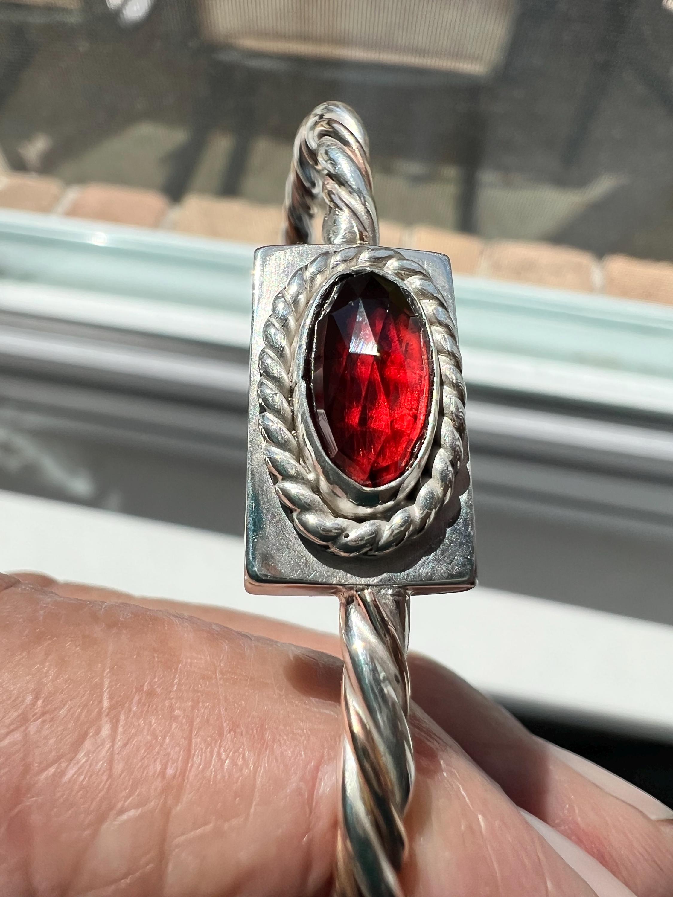 Red Garnet Twisted Wire Cuff