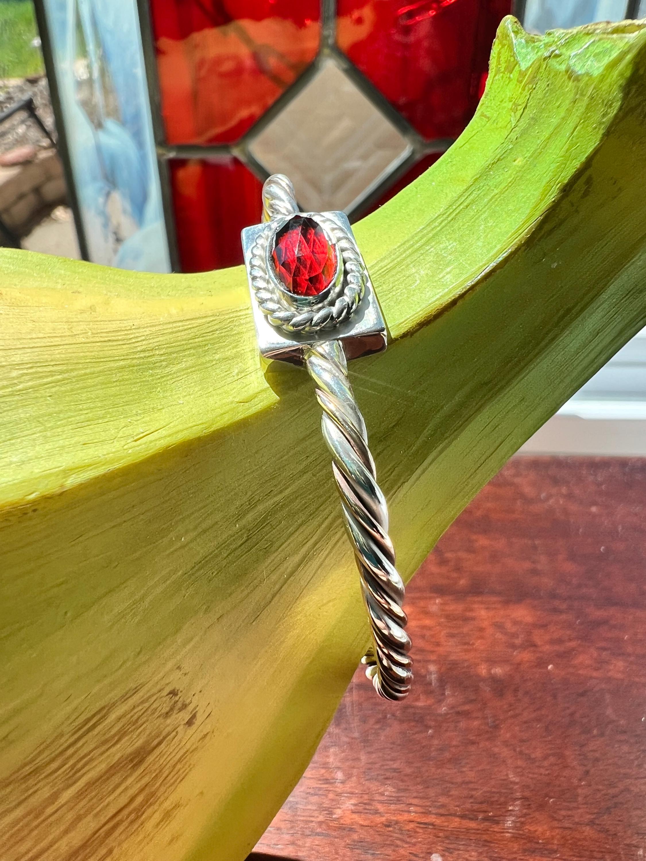 Red Garnet Twisted Wire Cuff, view 3